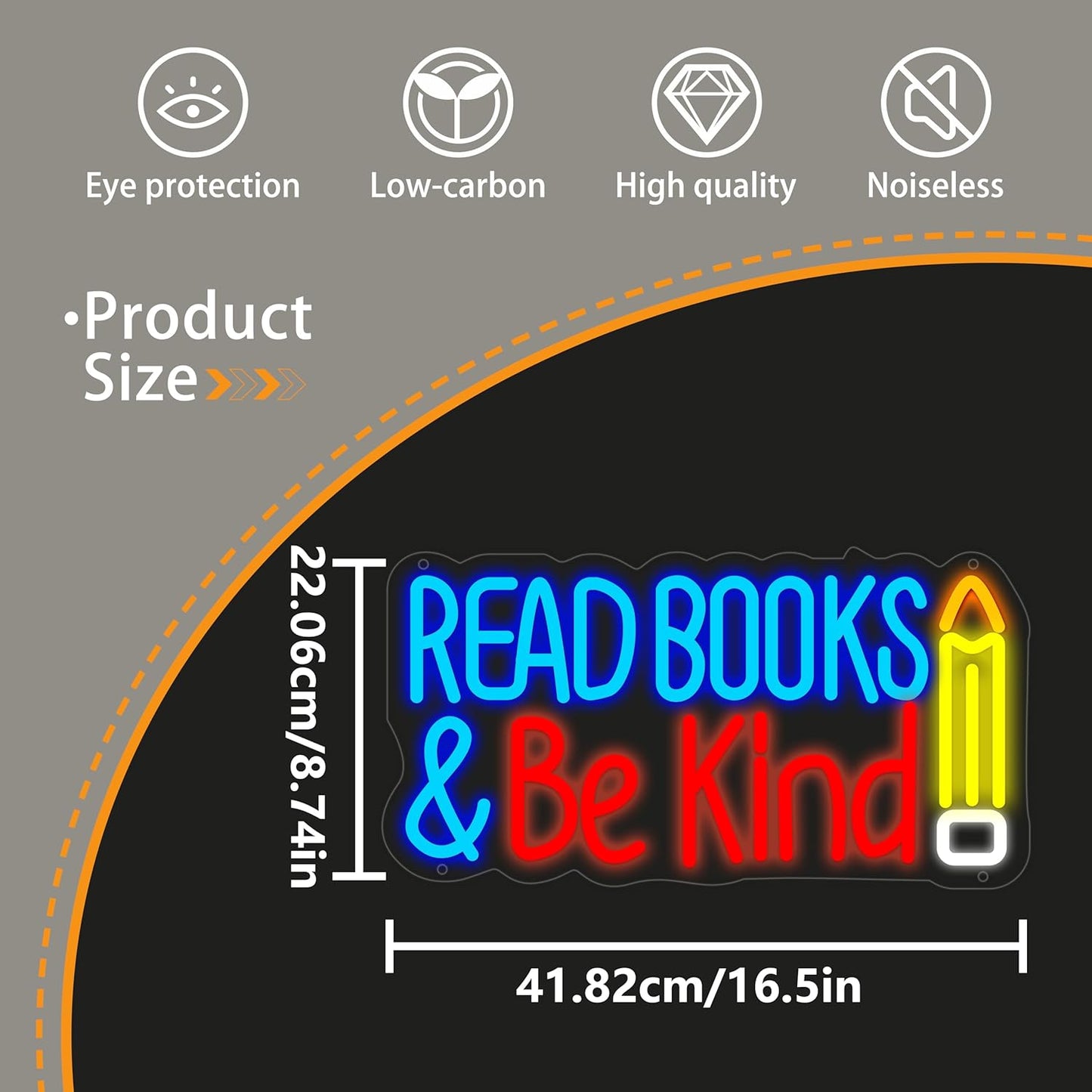 Read Books Be Kind Neon Sign for Wall Decor, USB Powered Read Books Be Kind Led Sign, Reusable Read Books Be Kind Light Up Sign for Boys and Girls, Light Up Sign for Bedroom and Livingroom