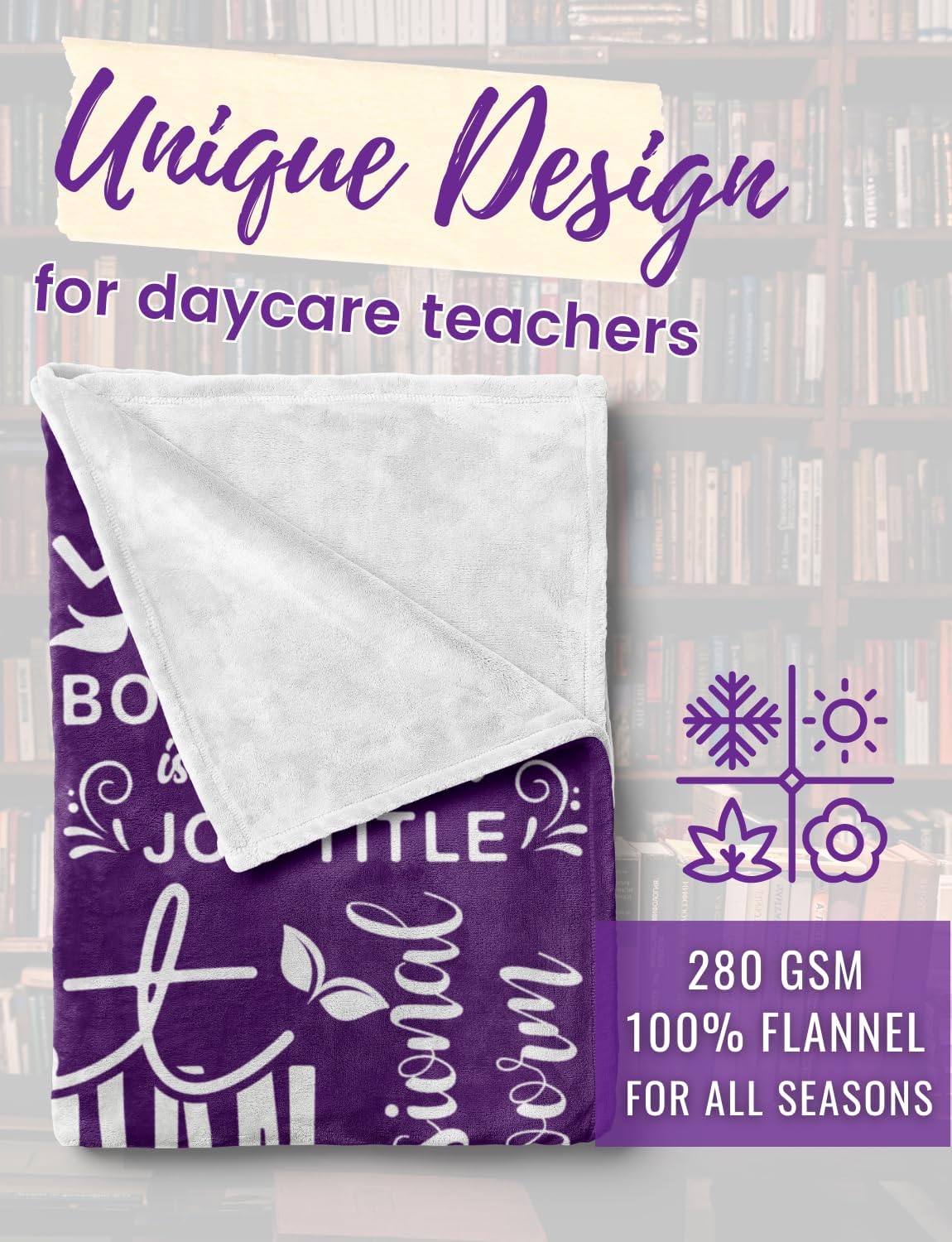 Librarian Gifts for Women Men, Flannel Blanket Throws for Librarians for Appreciation Day, Christmas, Retirement (50"x 65")