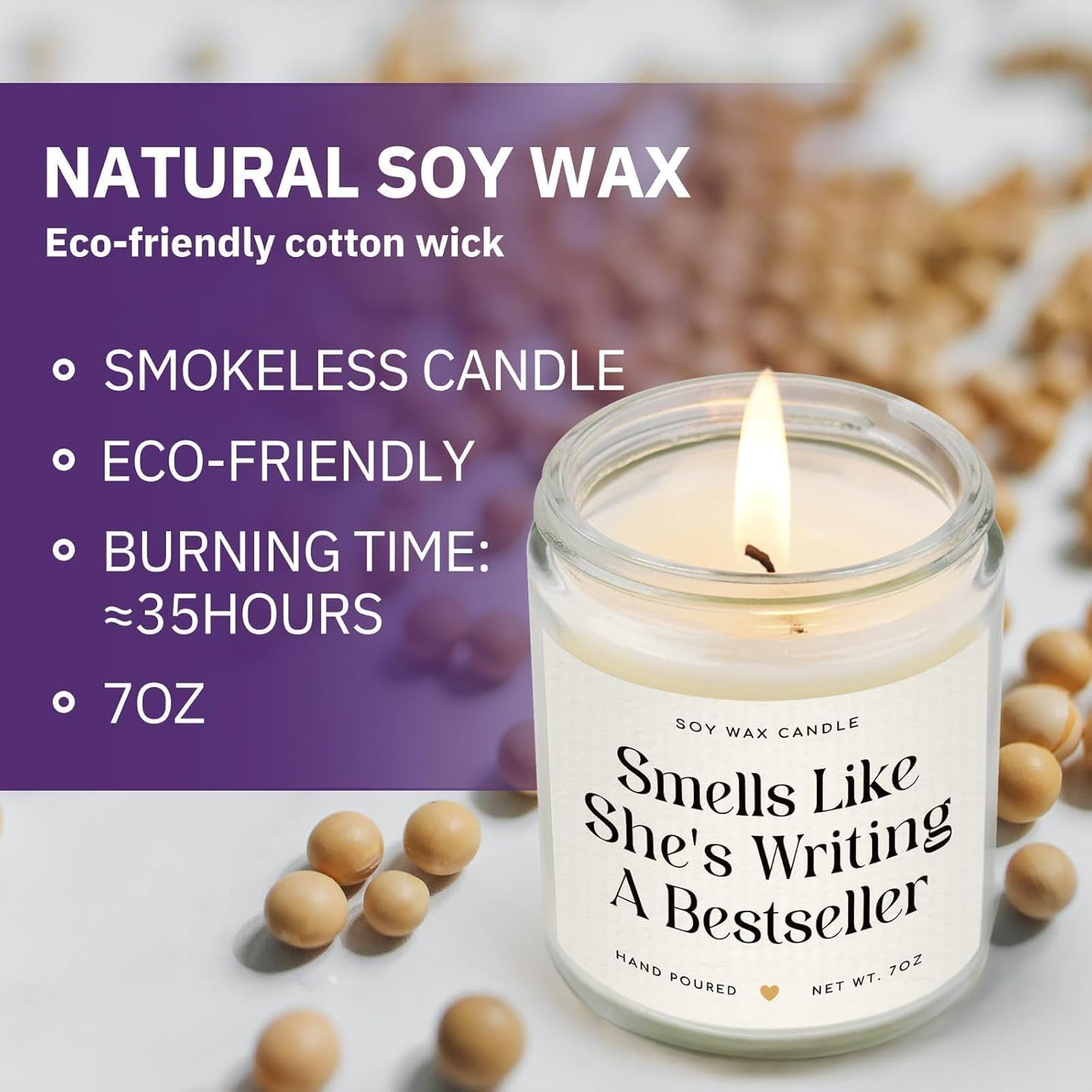 SteadStyle Writer Gifts for Women - Creative Future Author Gifts for Writers, Cool Presents for Book Novelist Screenwriter Writing Enthusiasts Author Inspiration Lavender Scented Soy Wax Candles 7oz