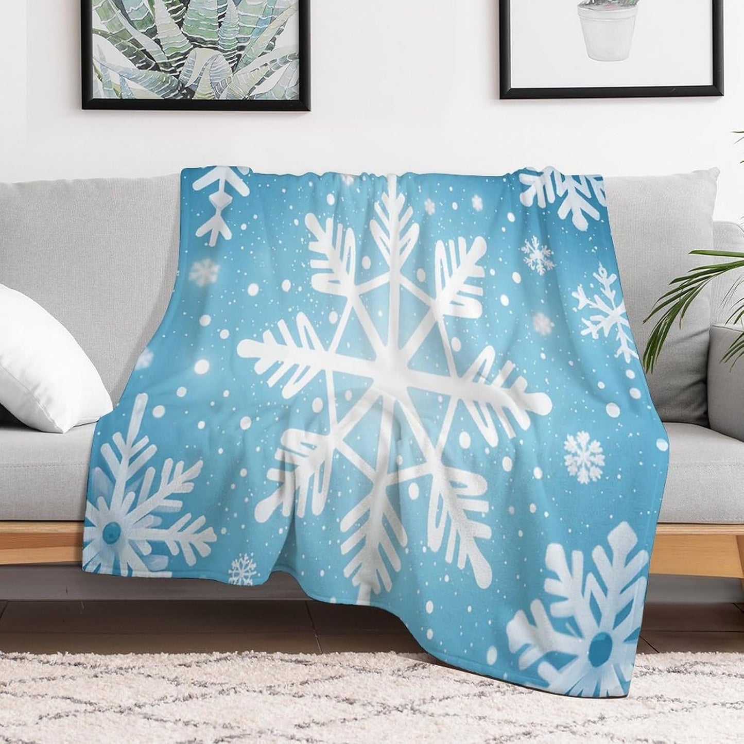Winter Snowflake Blanket Super Soft Lightweight Throw Blanket Cute Cozy Warm Bed Blanket Decorative Fuzzy Blanket All-Season Home Decor Gift for Sofa Couch Living Room 30"*40"（76 * 100cm）