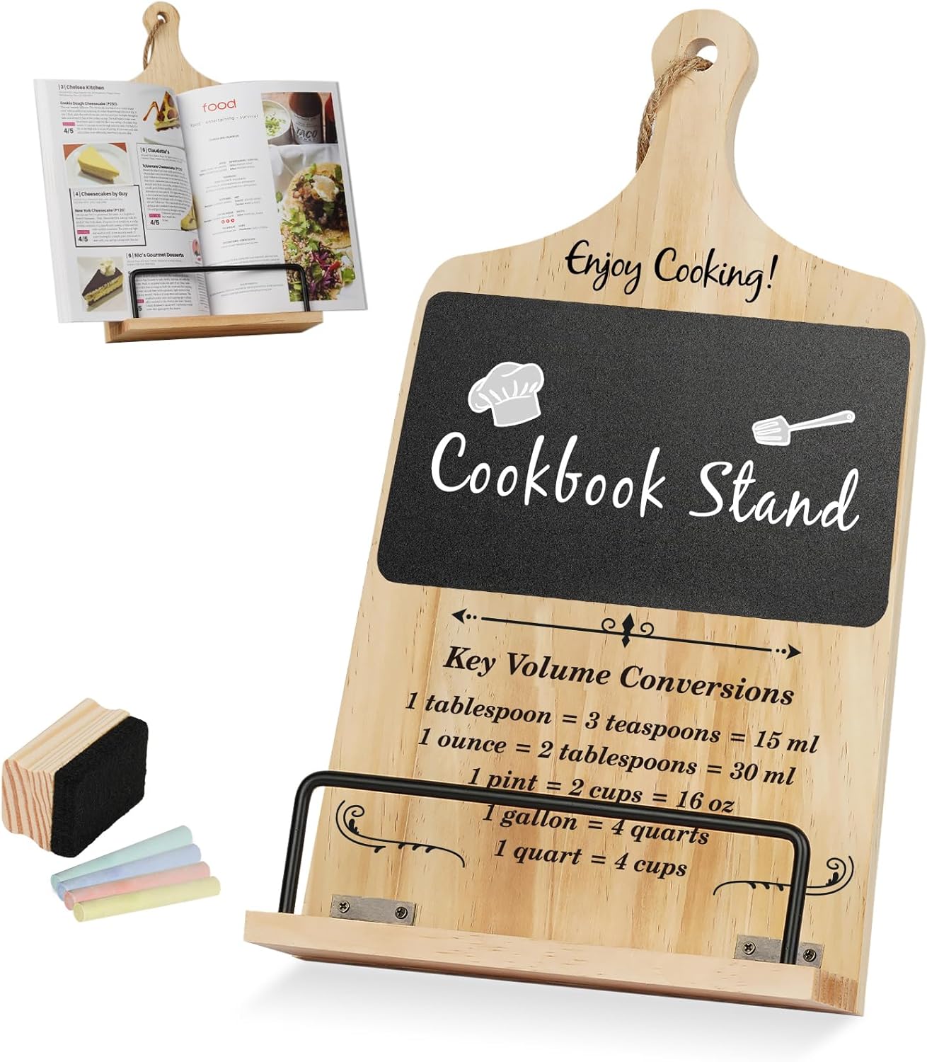 Cookbook Stand with Chalkboard Eraser, Easter Birthday Gifts for Women Mom Wife Grandma, Kitchen Baking Gifts for Woman, Recipe Book Holder Stand, Present Birthday Gift Ideas, Cookbook Holder