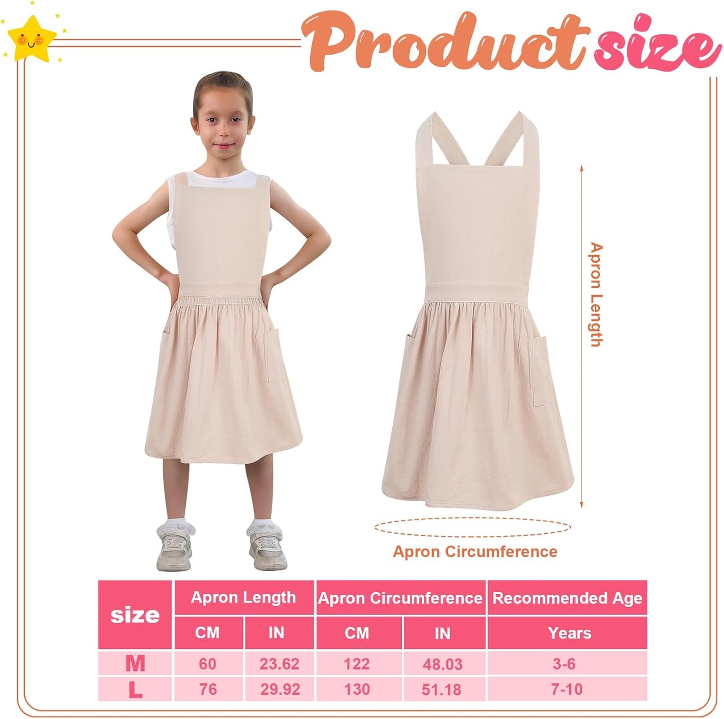Kids Pinafore Apron, Cross Back Apron, Japanese Style Bib Aprons Home Clothes