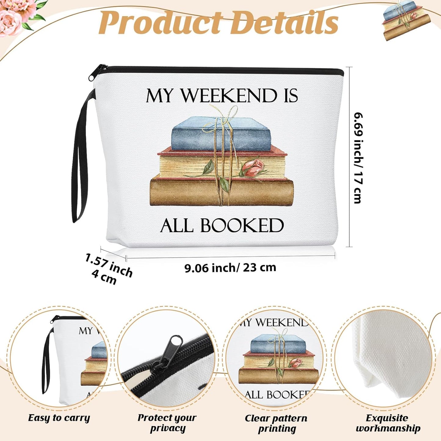 Inbagi 3 Pcs Book Lover Gifts for Women Cosmetic Bag Coffee Mug with Keychain for Reading Lovers Book Club Literary Librarian Friend Christmas Birthday Gifts
