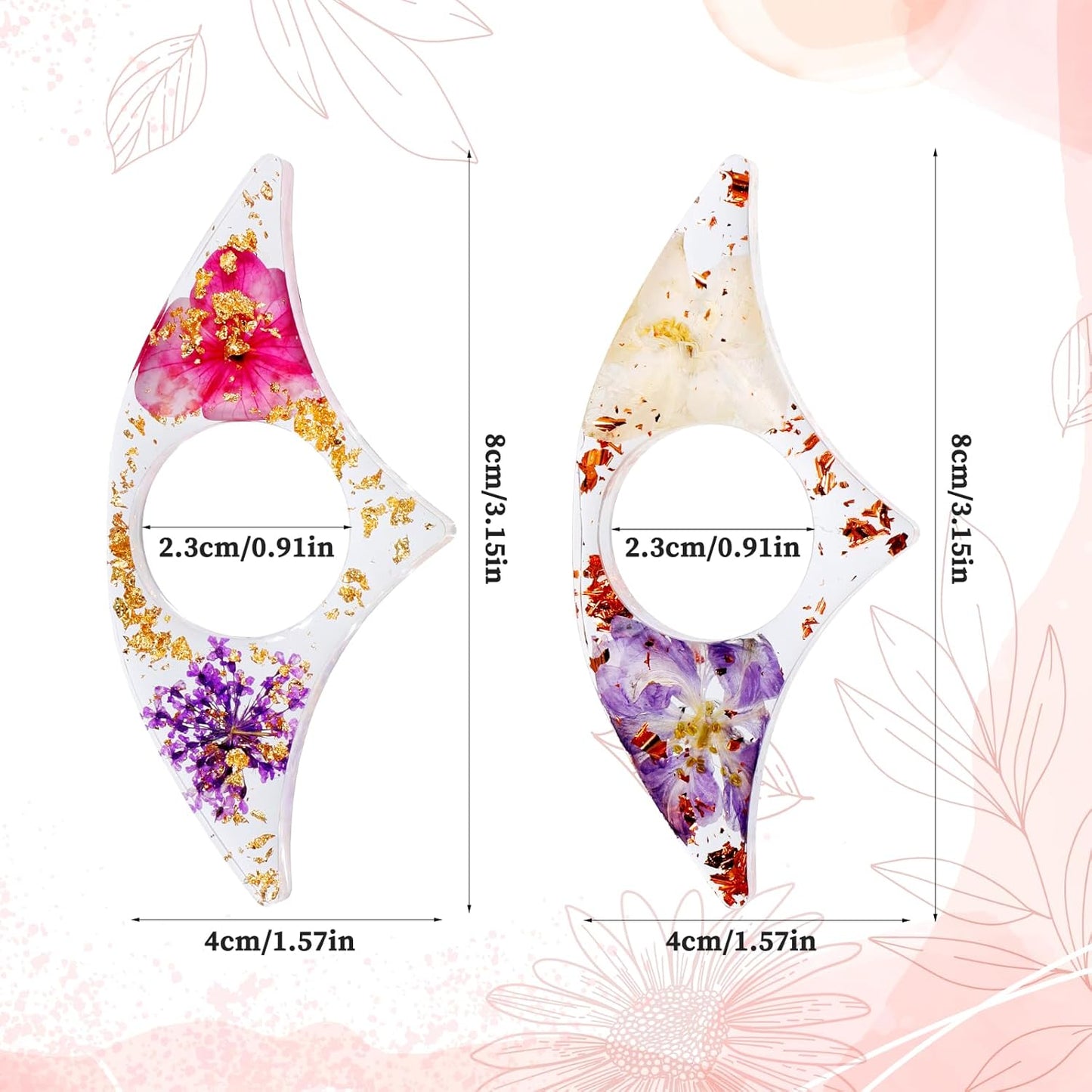 2 Pieces Dried Flower Resin Book Page Holder, Transparent Bookmark Handmade Thumb Ring Book Opener Page Holder Books Lovers Gift Books Accessories for Reading Lovers, Students and Teachers