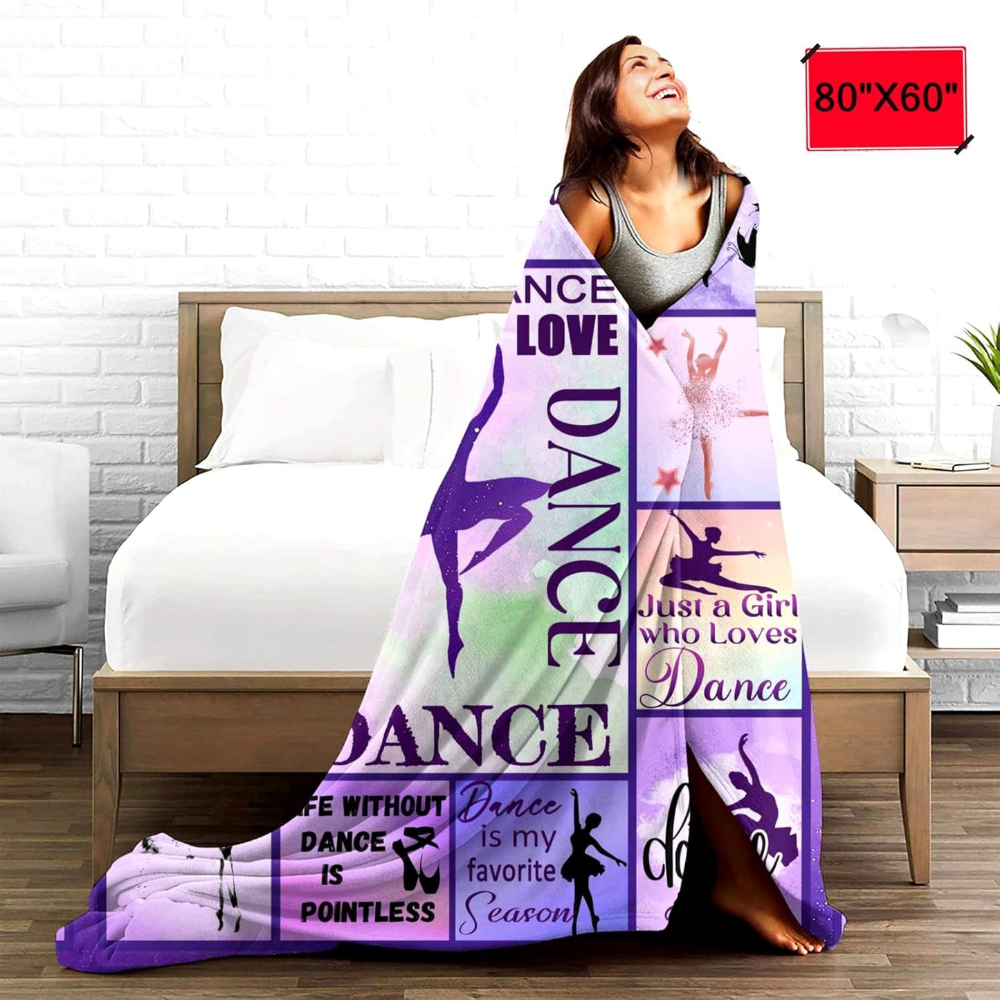 Dancer Gifts Blanket Dance Life Flannel Fleece Throw Blankets for Sofa Couch Bed Office All Season 50"X40"
