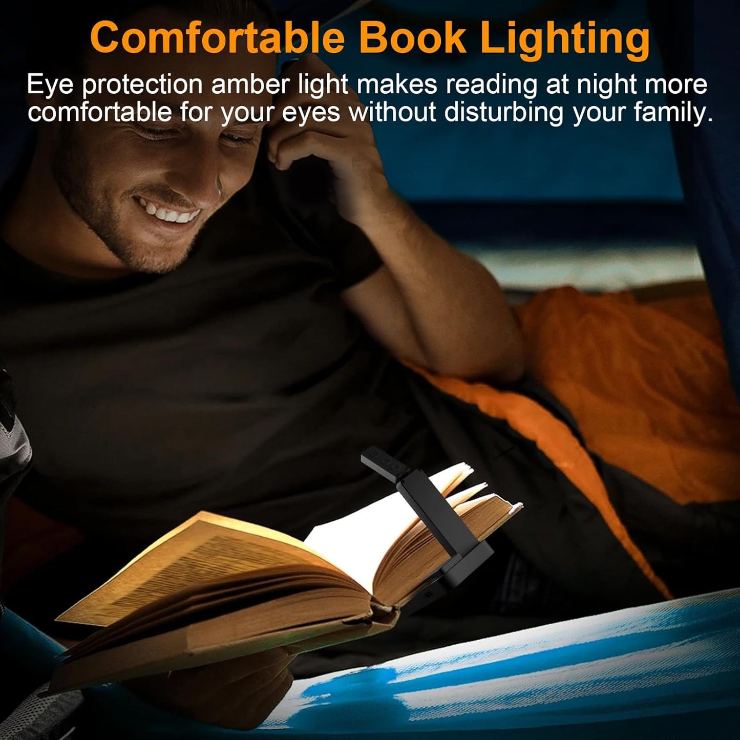 Rechargeable Book Light for Reading in Bed,Foldable & Portable Clip-On Mini Reading Light for Studying,3 Color Amber Eye Care & Stepless Dimming,80H LED Small Cordless Desk Lamp for Office,Home,Nail