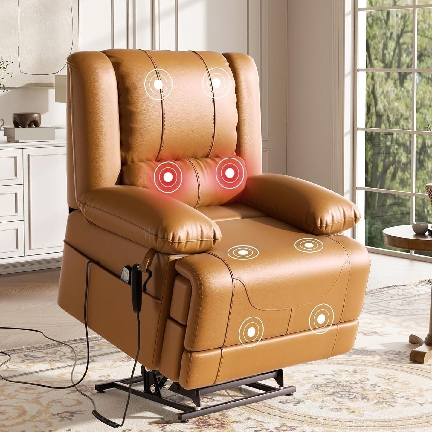 Dual Motor Electric Power Lift Recliner Chair with Massage and Heat USB Ports Remote Control Infinite Position Adjustable Sofa for Elderly Comfortable Living Room and Bedroom Seating