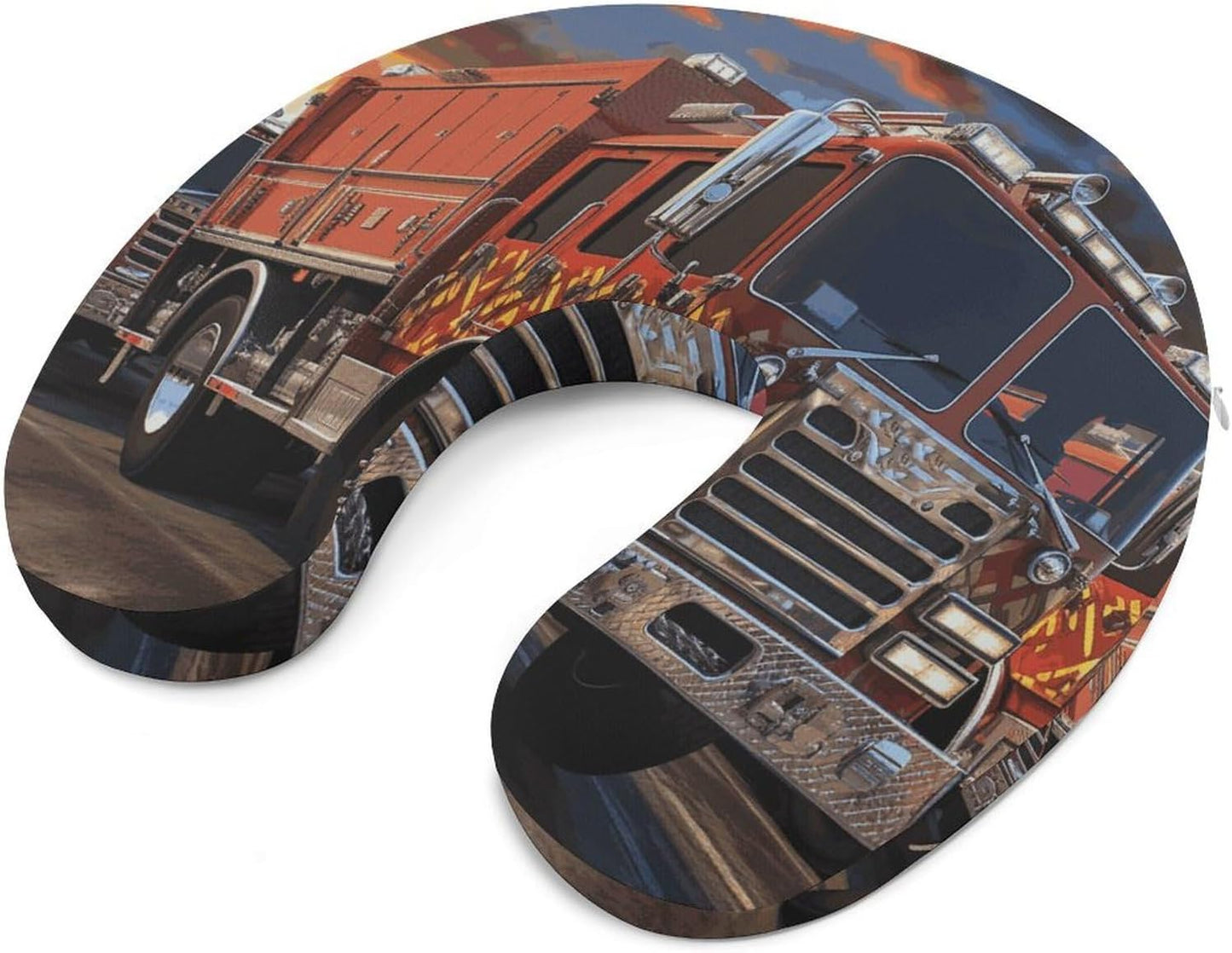 Fire Truck Neck Pillow Memory Foam U Shaped Pillows Portable Pillows for Shoulder Travel Head Support Pillow with Concealed Zipper for Airplane Car Home Office