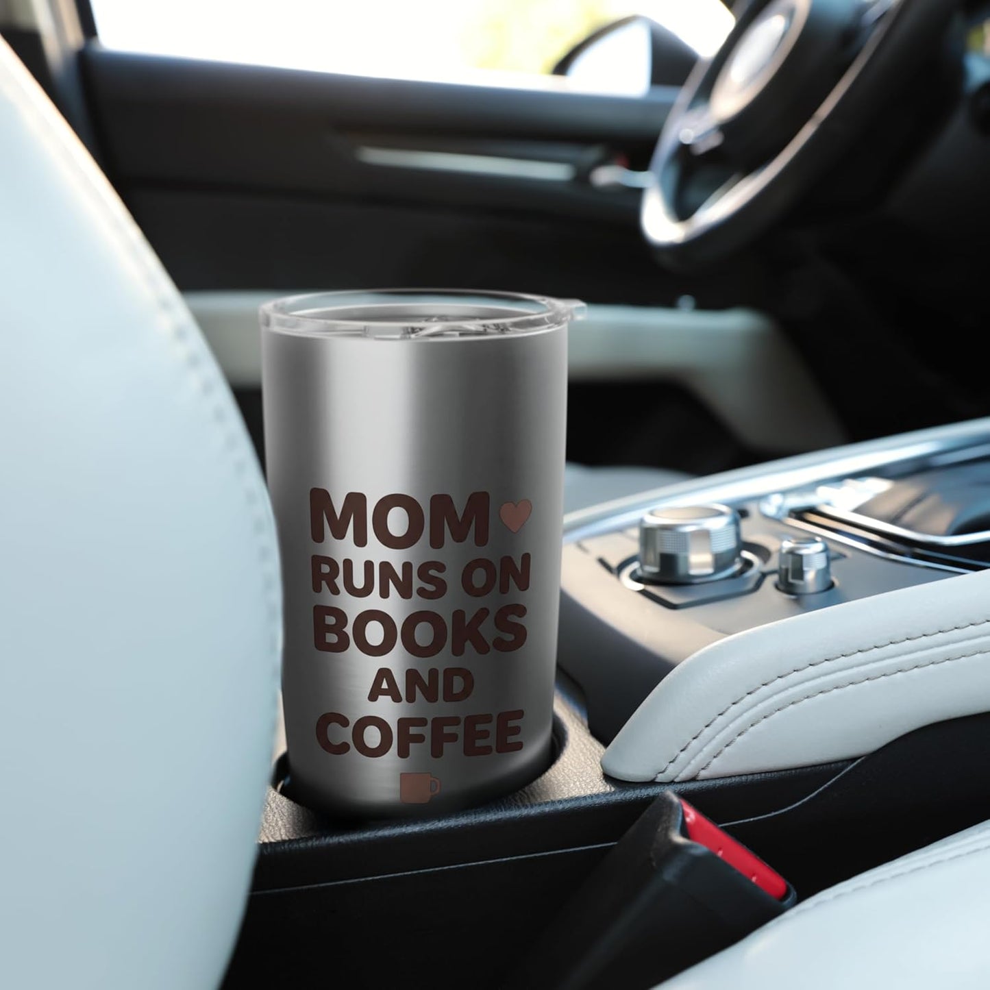 Mom Runs On Books and Coffee Reading Caffeine Enthusiast Stainless Steel Insulated Tumbler