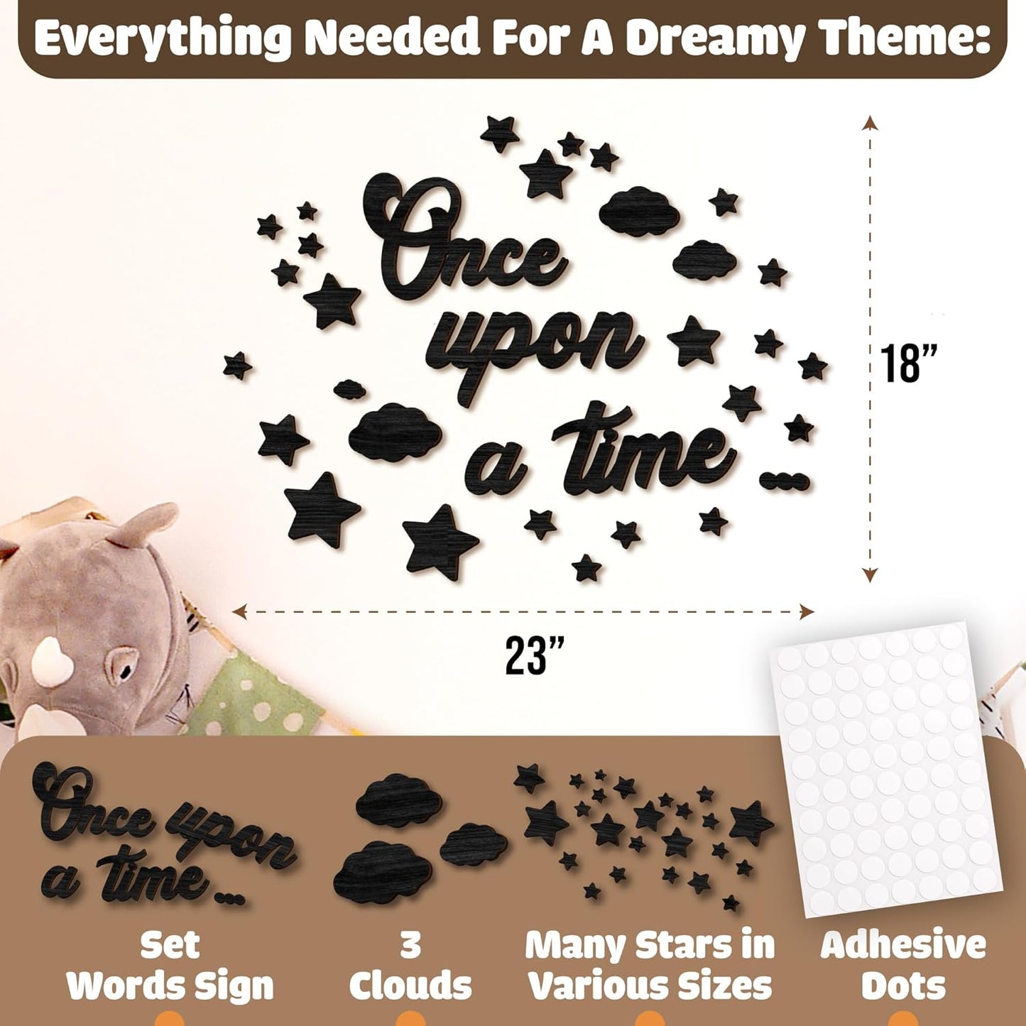 Once Upon A Time Sign For Nursery Decor - Once Upon A Time Wall Decor, Reading Corner Decorations For Kids, Wood Reading Sign For Kids Bookshelf Decor