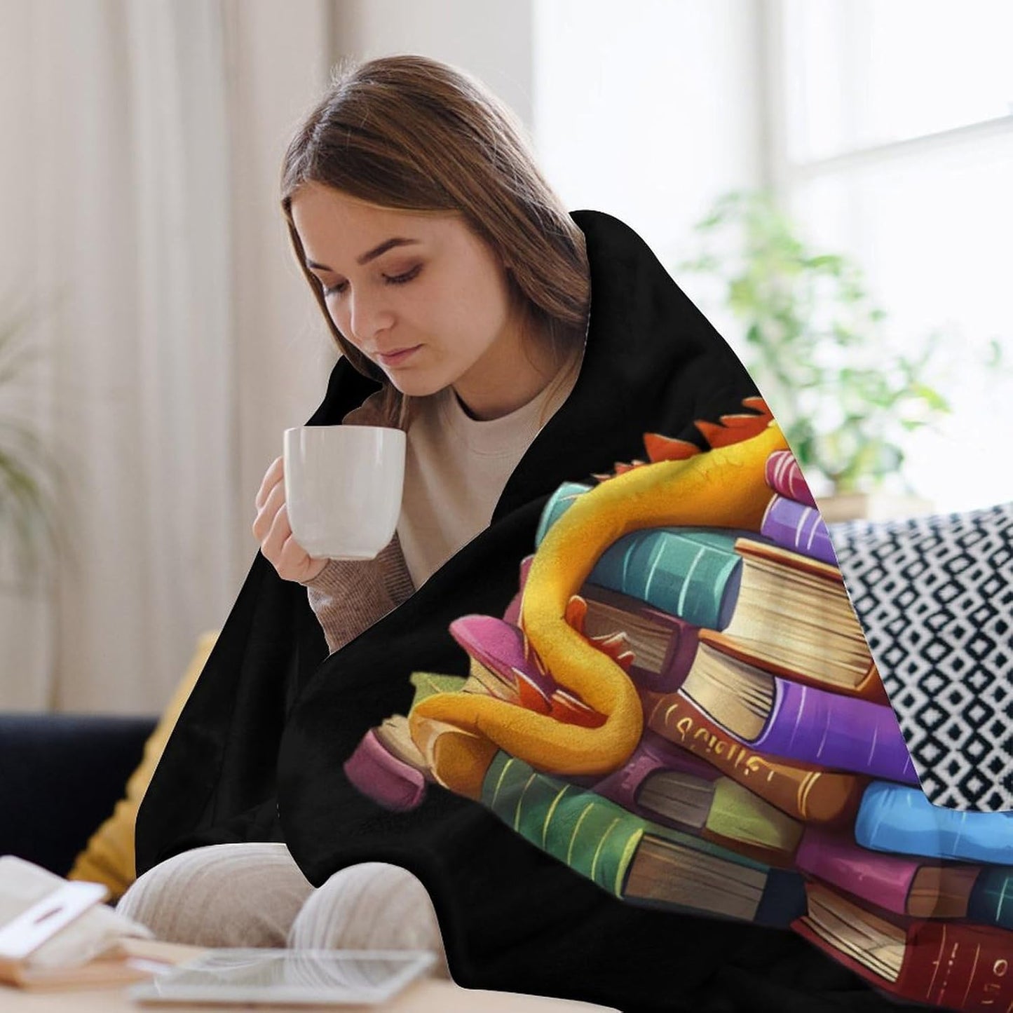 Deagon Reading Books Soft Throw Blanket Flannel Warm Cozy Plush Blankets for Couch Sofa Bedroom Travel