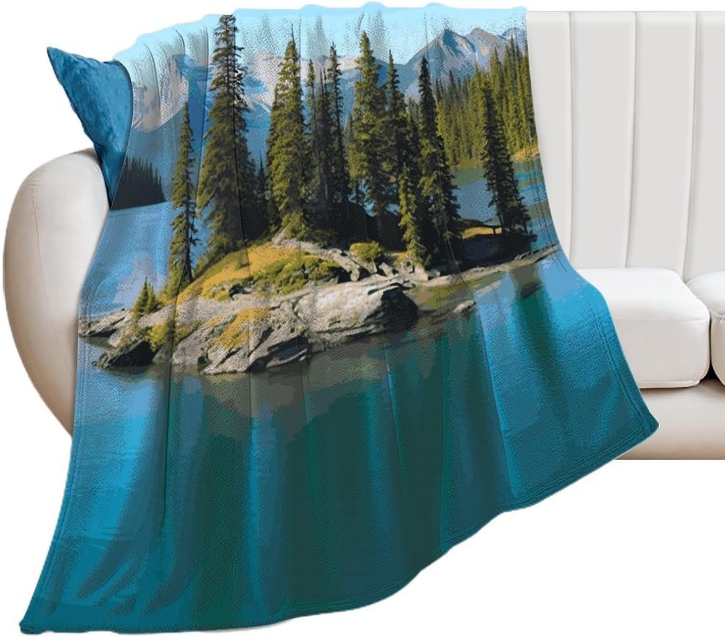 Spirit Island in Lake Blanket Super Soft Lightweight Throw Blanket Cute Cozy Warm Bed Blanket Decorative Fuzzy Blanket All-Season Home Decor Gift for Sofa Couch Living Room 50"*60"（130 * 150cm）