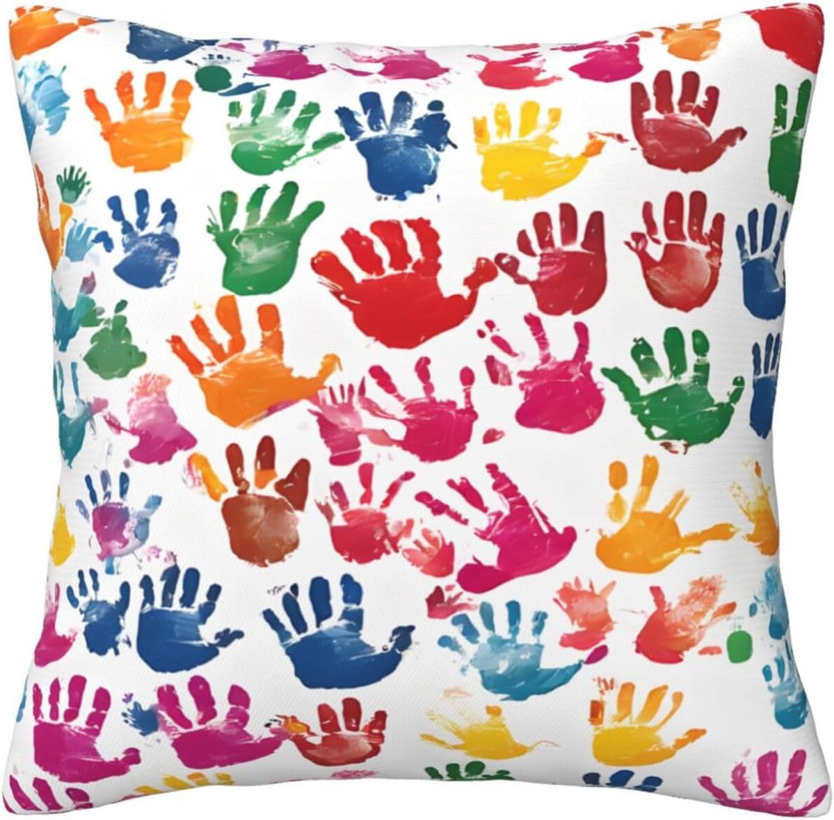 All-Season Square Pillow Covers 18"X18", Hand, Decorative Throw Pillow Covers for Sofa Bed Couch, Hidden Zipper Cushion Cover, Square Lumbar & Accent Pillowcases for Home Decor