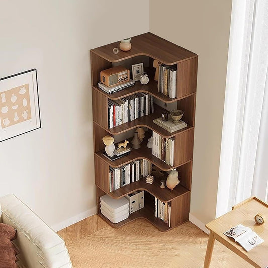 6-Tier Corner Bookshelf - Modern L-Shaped Tall Bookcase with Anti-Tip Design, Freestanding Etagere Shelf for Home Office & Living Room Storage and Display Organizer