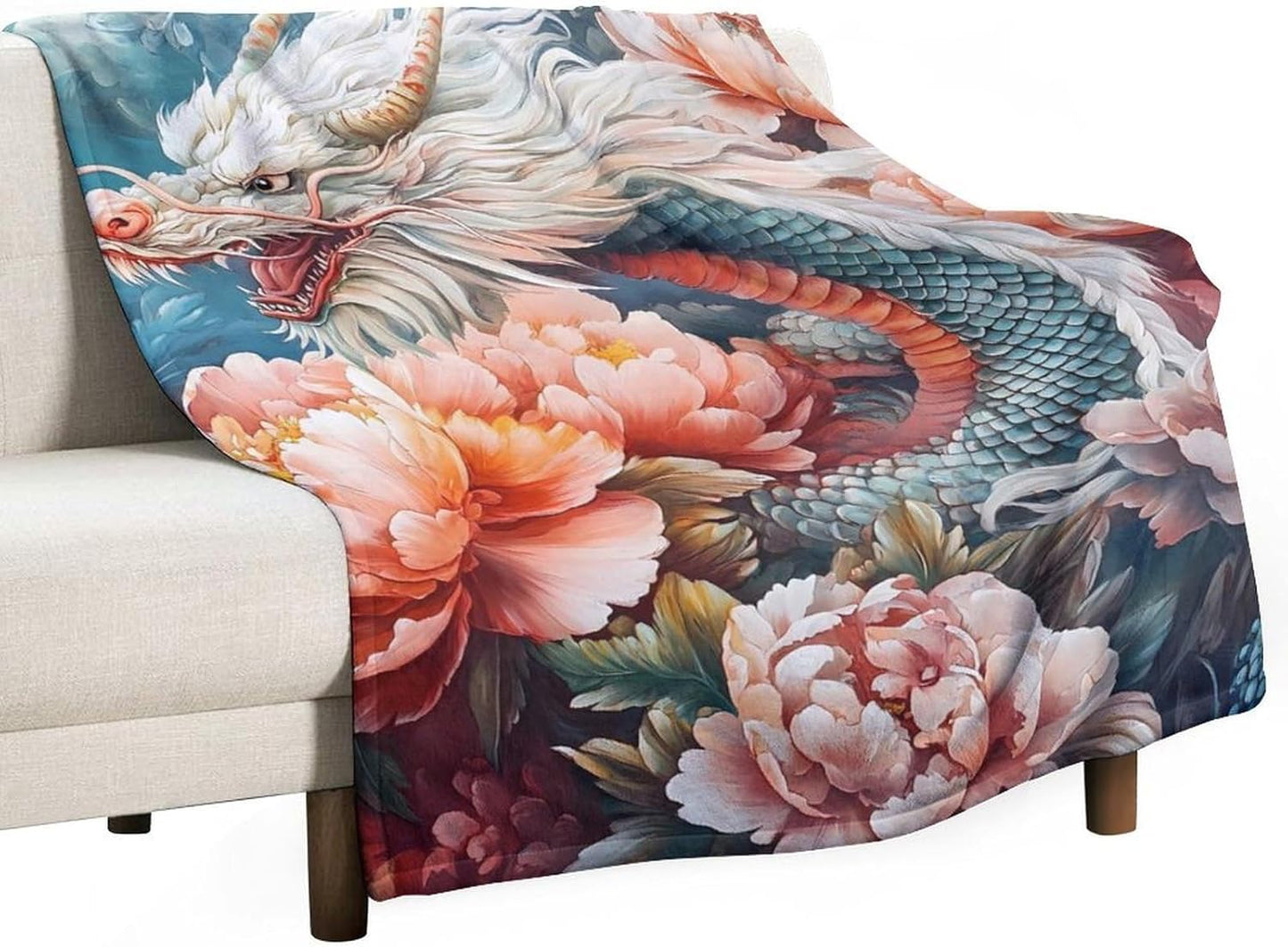 Dragon Throw Blanket for Couch Bed Plush Cozy Fuzzy Flannel Blanket for All Season 55"x70"