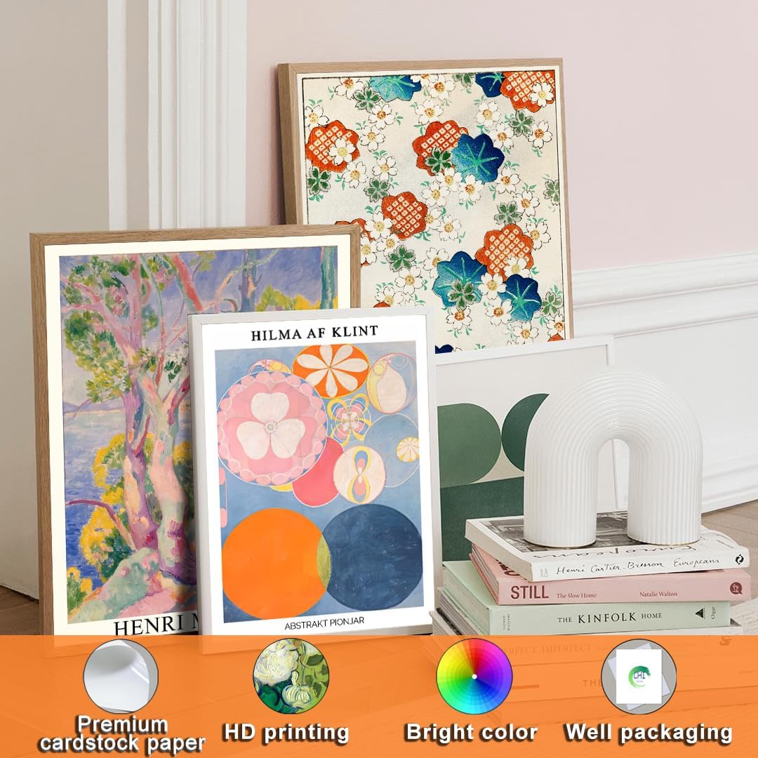 LANCHI95 10 Pcs Vintage Eclectic Wall Art Prints, Trendy Maximalism Poster for Aesthetic, Abstract Eclectic Wall Decor Van Gogh William Morris Matisse Monet Maximalist Famous (Unframed)