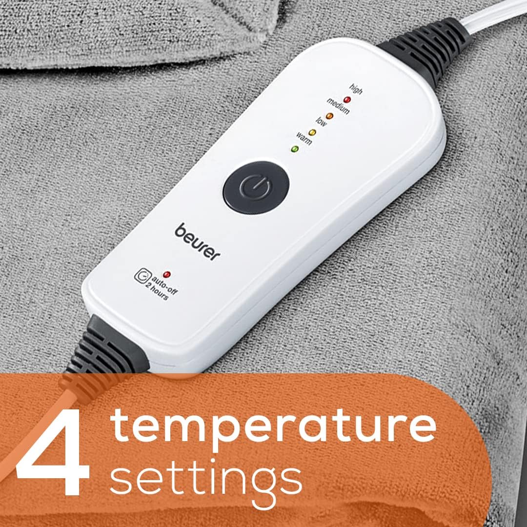 Beurer HD71 Heated Electric Blanket | Cozy-Soft Fleece Throw, Auto shut-off, 50” x 60” in (Adult Size) | Portable Heating Blanket for Bed, Desk & Office | with Control | Perfect for Home & Travel