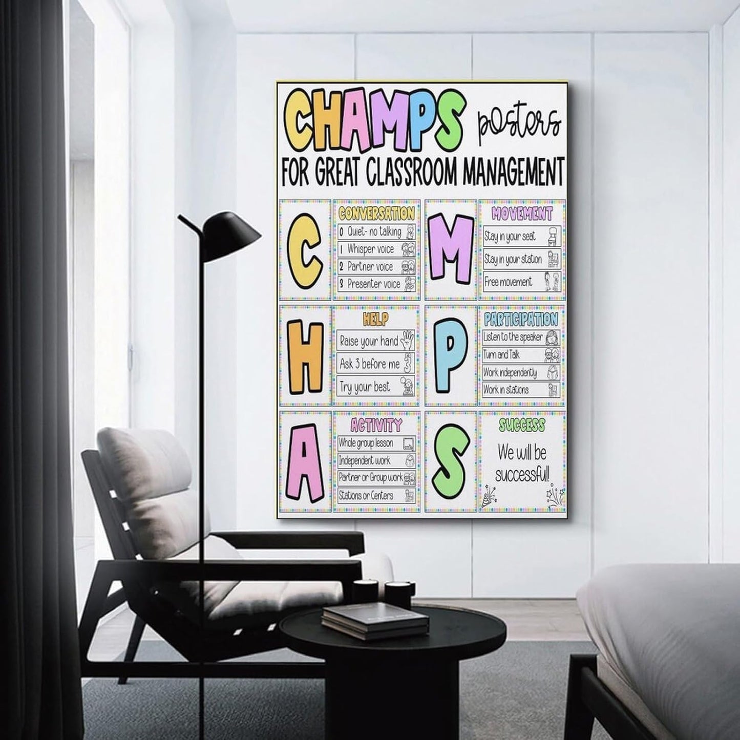 Ouyniei CHAMPS Posters Classroom Management Back to School Canvas Painting Posters Poster Wall Art Canvas Aesthetic 16x24inch(40x60cm) Unframe-style