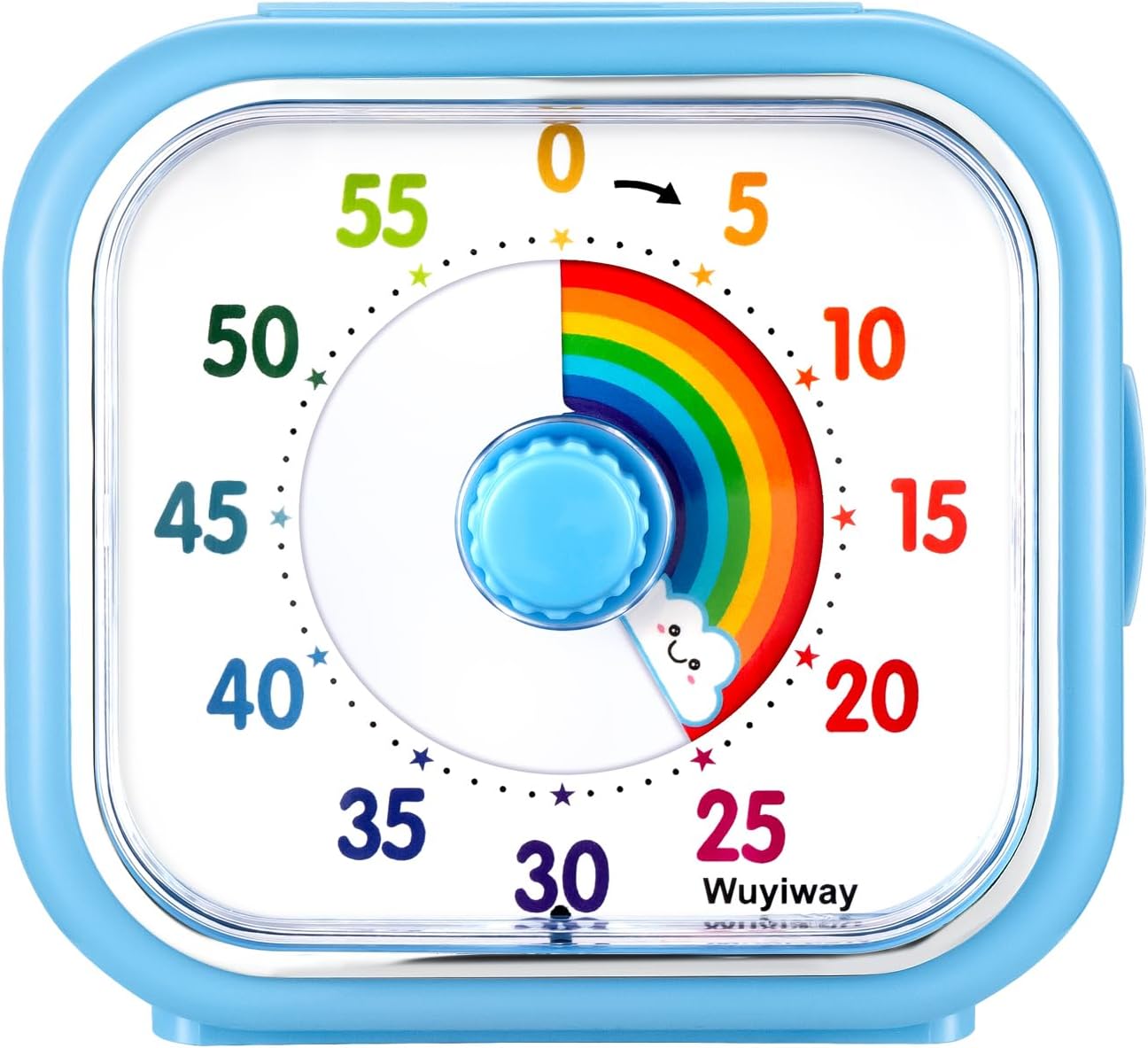 Visual Timer for Kids and Adults, Rainbow Disk 60 Minute Countdown Timer with Pause Function, Silent Time Management Tool, Analog Timer for Classroom, Home, Office (Blue Rainbow)