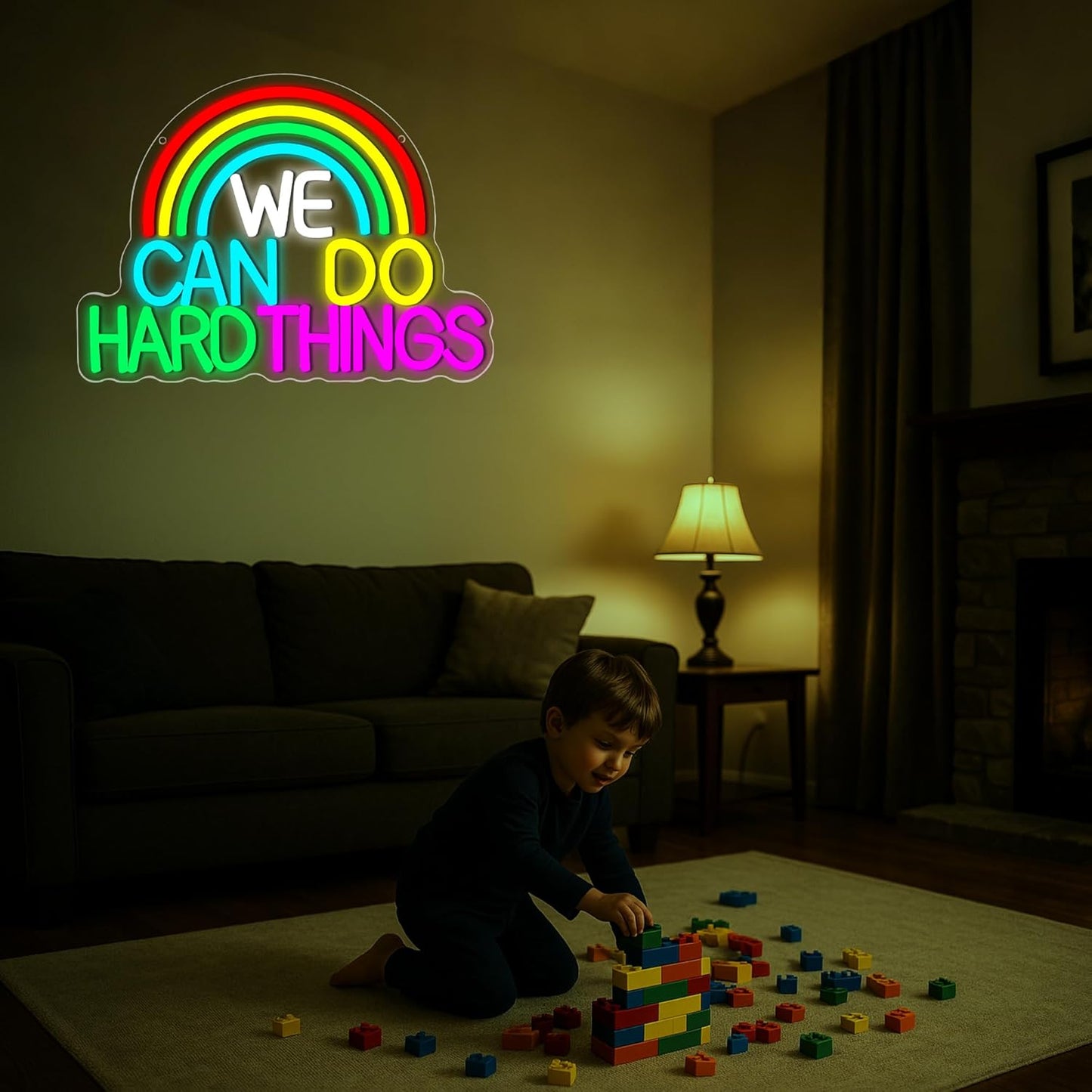 We Can Do Hard Things Neon Sign for Wall Decor Read Books Neon Light for Classroom Dimmable Colorful LED Light Up Sign for Bedroom Study Room Library Gym Birthday Gifts Size14.3 * 10.6 In(JTD314)