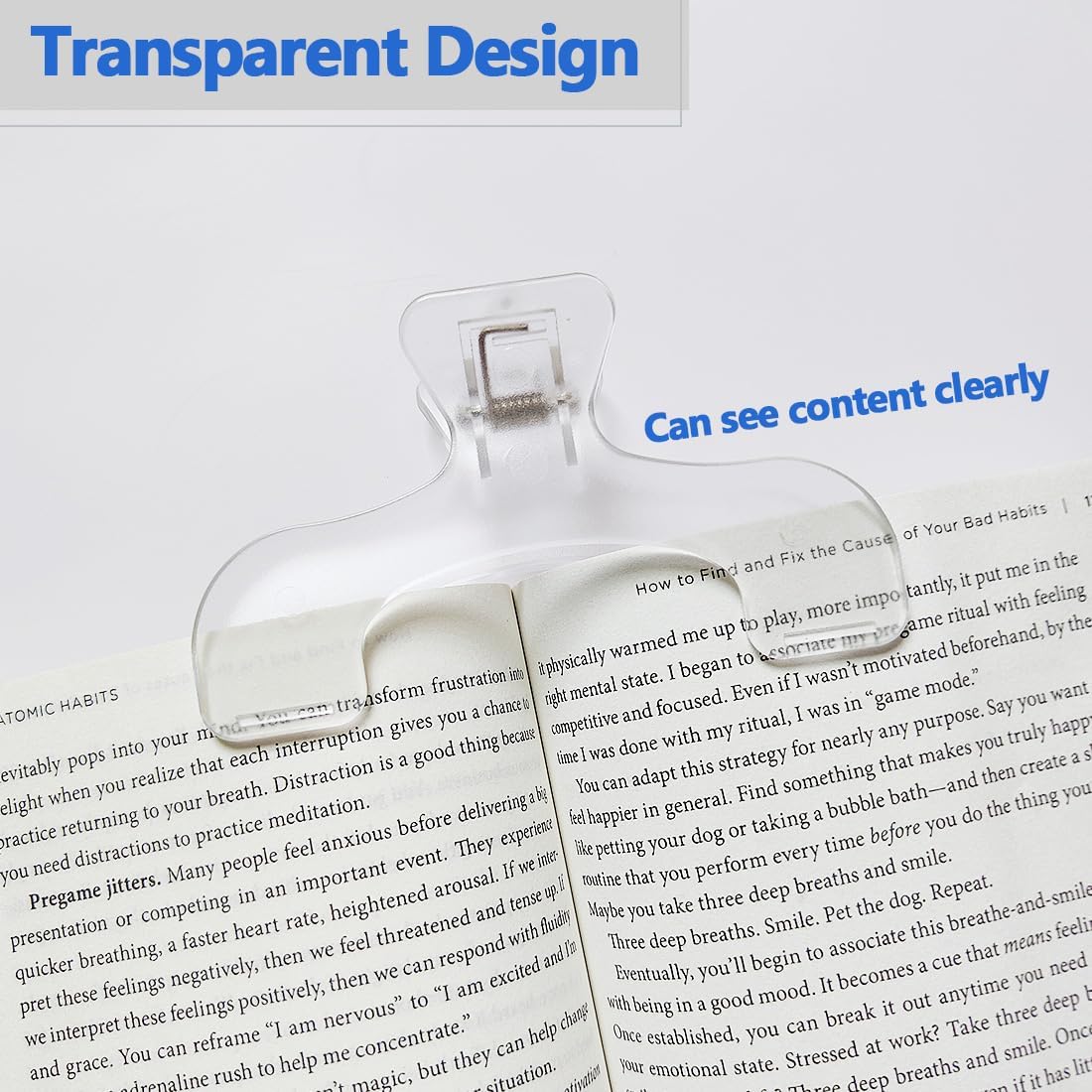 Transparent Book Clip - Book Page Holder Bookmark, Reading Accessories Convenient for Reading Teaching and Fixing Manuscripts, Suitable for Teacher Clerk