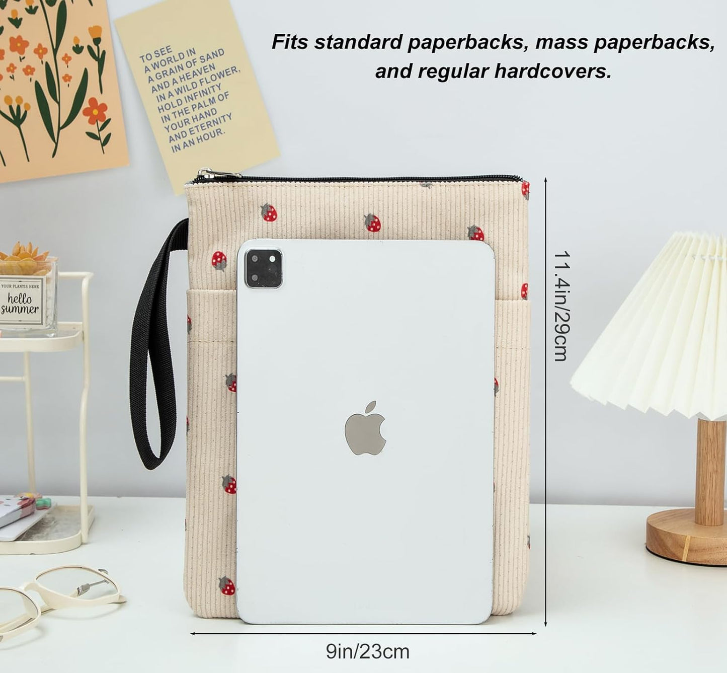 Book Sleeve, Book Covers for Paperbacks with Zipper, Book Lover Gifts
