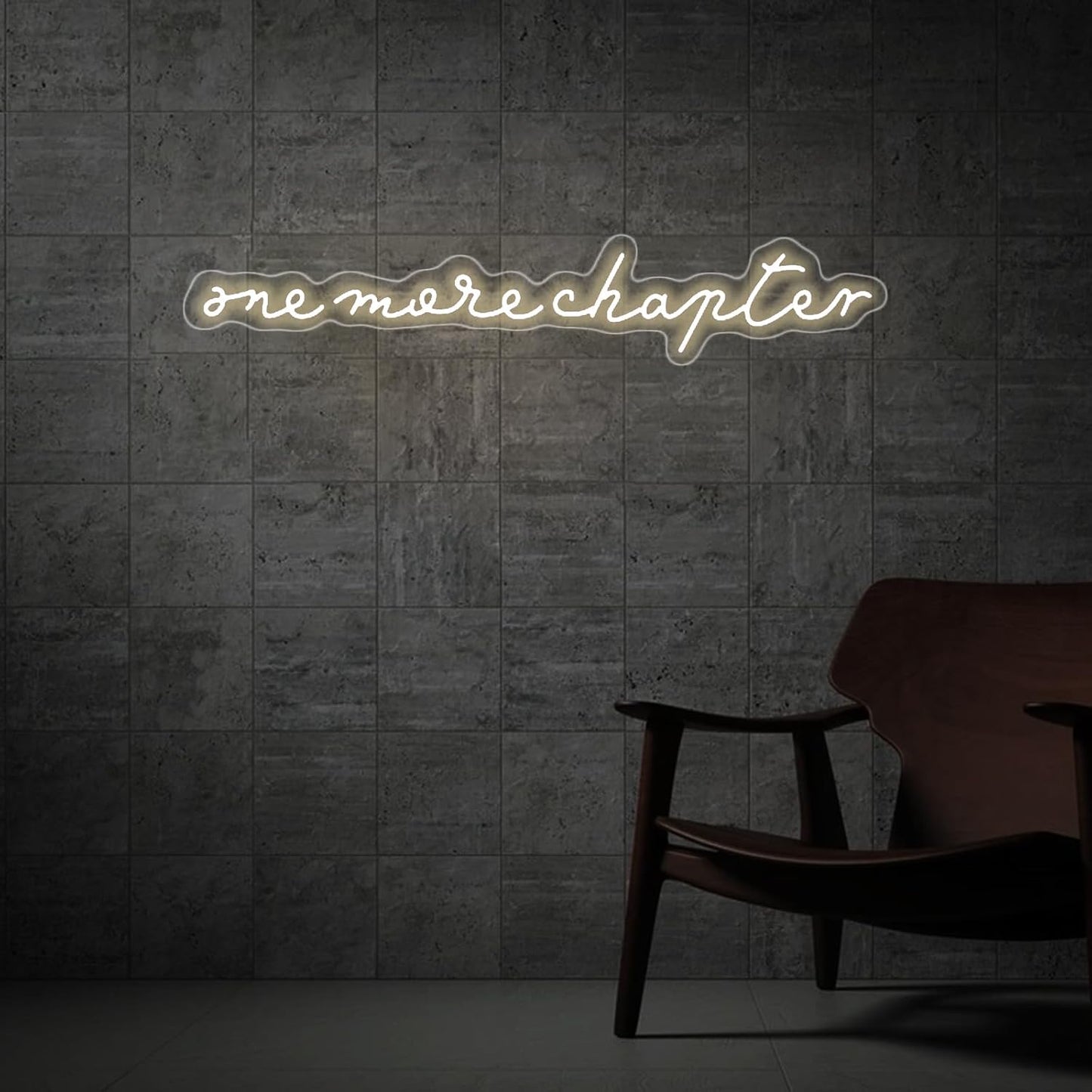 One More Chapter Neon Sign 30 inches LED Library Neon Lights Letter Signs Wall Art Decor for Classroom Library Home Bedroom Coffee Decoration