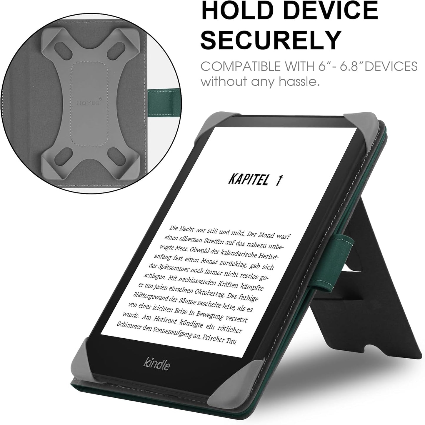 Universal Case Compatible with 6”-6.8” Kobo/Pocketbook/Tolino/Sony E-Book eReader Kindle Paperwhite/Kobo Clara HD/Kobo Clara 2E Leather Stand Cover for 6-6.8'' E-Book eReader,Green
