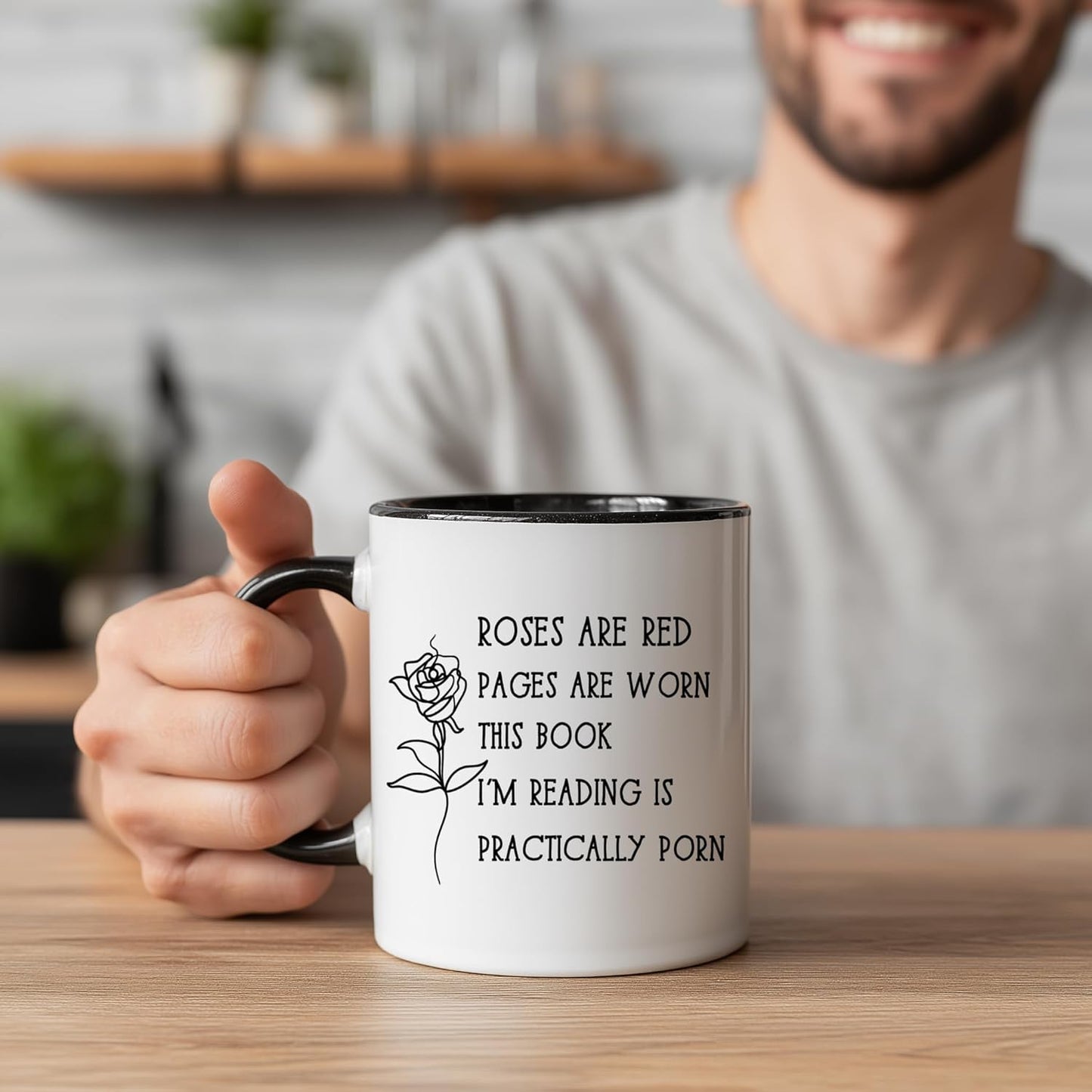 Smutty Books Lovers Coffee Mug, Smut Spciy Book Reader Gift Water Cup, Roses Are Red, 11 oz Novelty Coffee Mug for Readers Reading Woman Man Bookworm Book Party Gifts