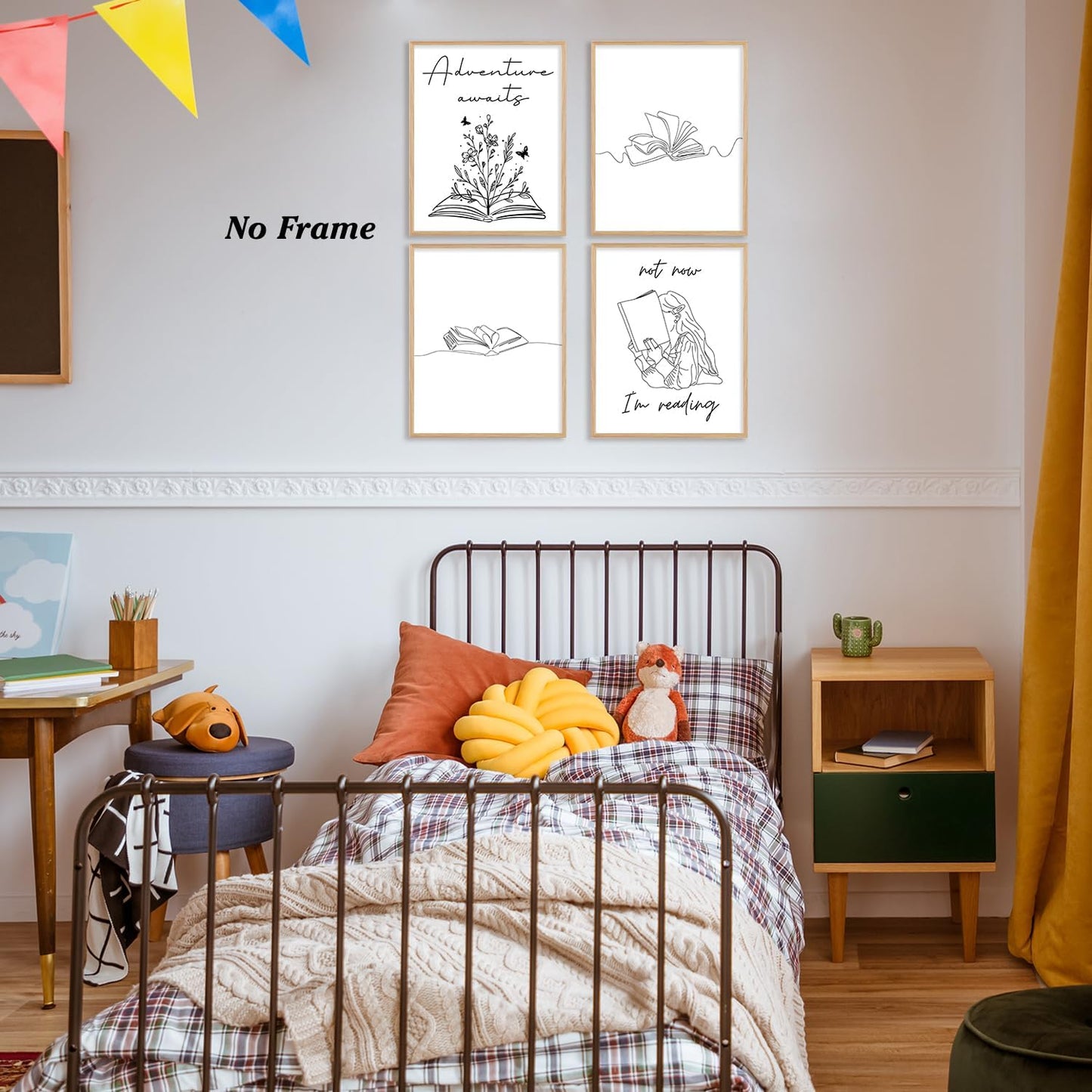Boat Wades I'm Reading Wall Art Poster,Book Poster Prints Wall Art,Adventure Awaits Wall Art Prints,Reading Nook Art, Bedroom Library Wall Art Decor 8x10 Set Of 4