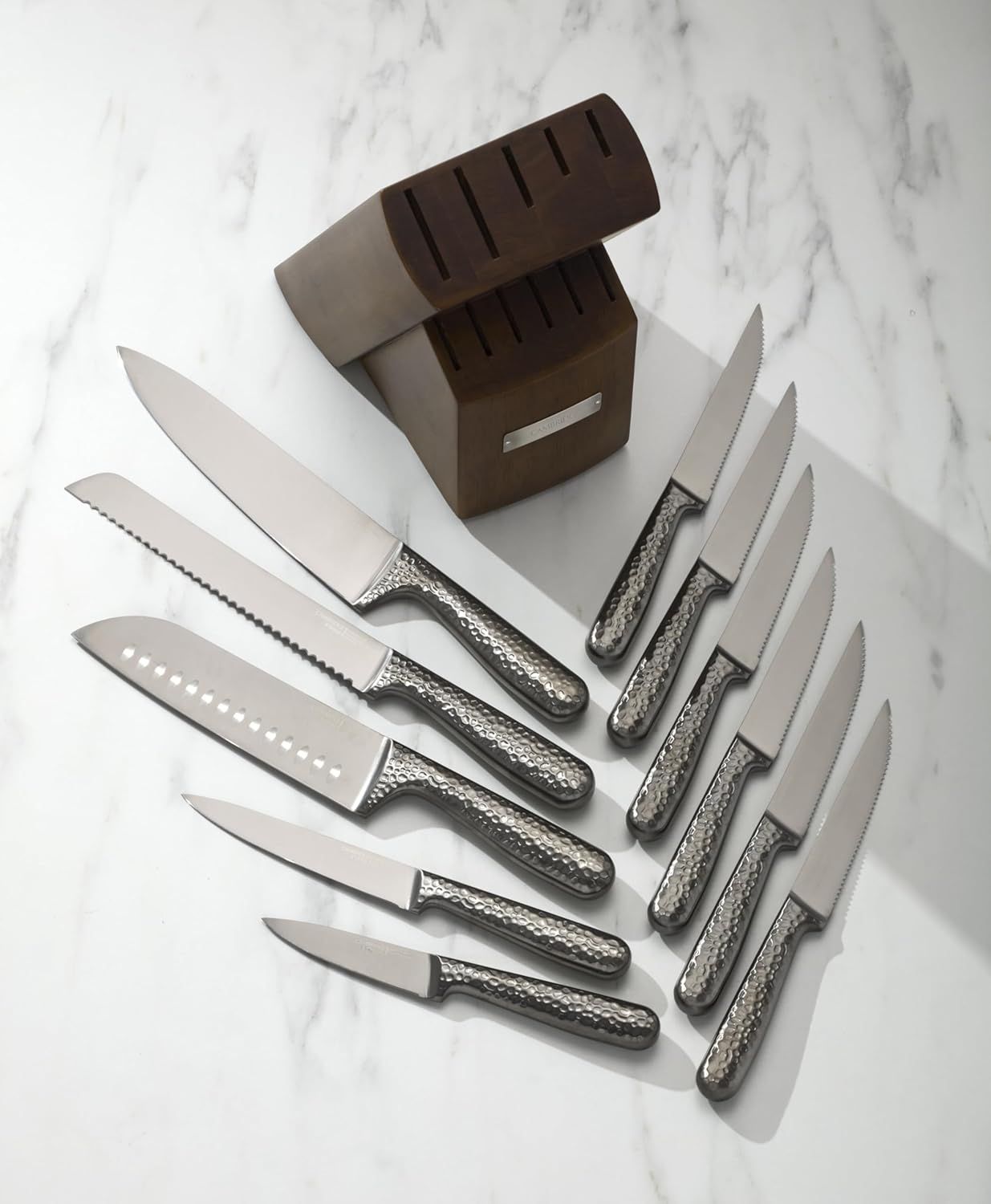 Cambridge Silversmiths Nero Cutlery Set with Block, Stainless Steel,12-Piece