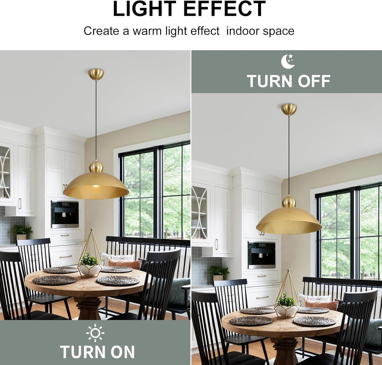18 Inch Large Pendant Lights Kitchen Island Farmhouse Pendant Light with Adjustable Gold Dome Hanging Light Fixtures for Over Sink Dining Room Bedroom Hallway, ETL Listed