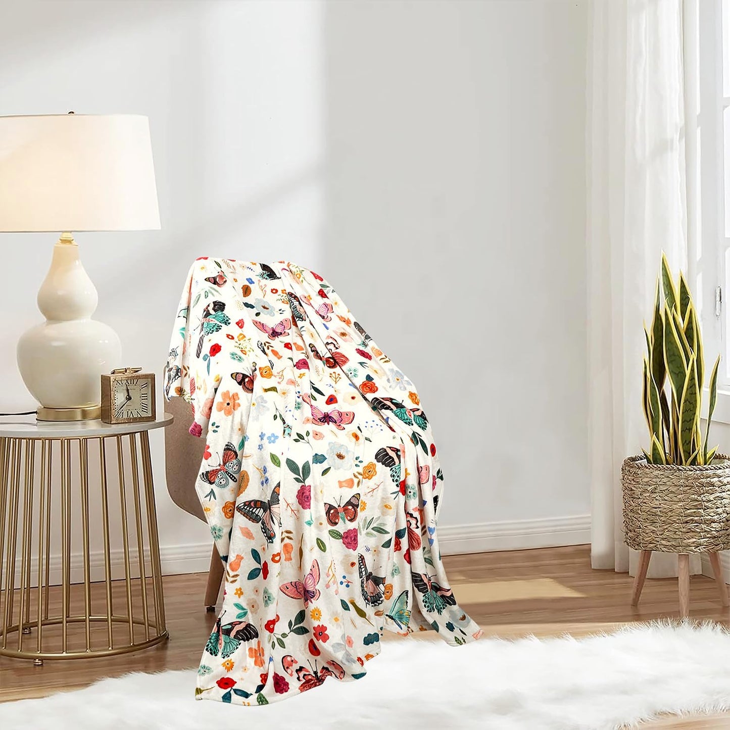 Butterfly Flannel Soft Warm Cozy Blanket for Sofa and Chair 50x60inch,Butterfly Decor Stuff Accessories