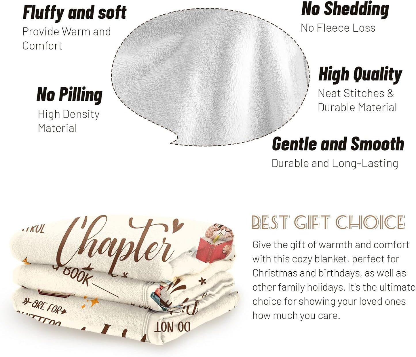 Book Lovers Gifts, Reading Blanket for Bookworms, Book Lover Gifts for Women, Warm Bookish Reading Present for Christmas, Birthday & Holiday, Reader's Soft Blanket 60" x 50"