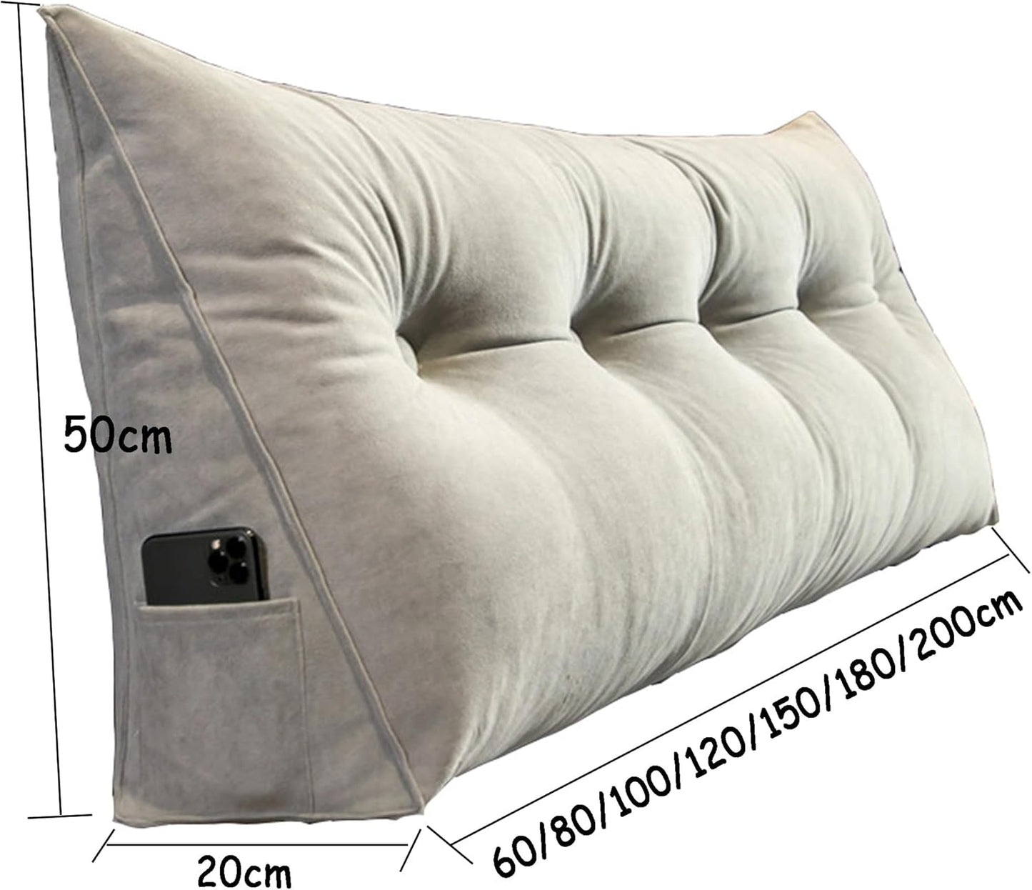 Triangle Headboard Pillow & Backrest Cushion - Removable Lumbar Support for Sofa & Bed, 120x50x20cm, Stylish Orange Decorative Pillow for Comfort & Relaxation (Green1 180 * 50 * 20cm)