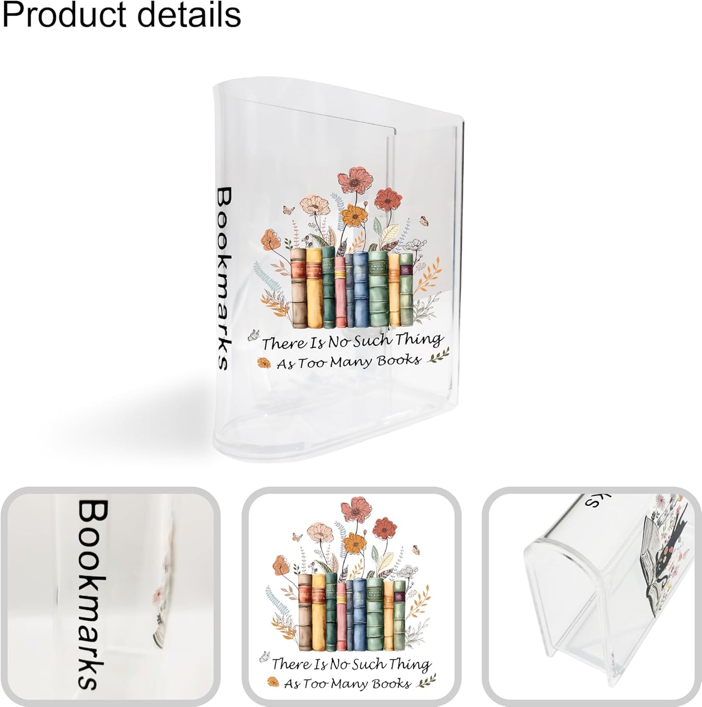 Bookmarks Holders Bookshelf Bookcase Decor, Home Office Desk Organizer Accessory, Book Marks Pencil Pen Holder, Friends Book Lover Gifts (Flower)