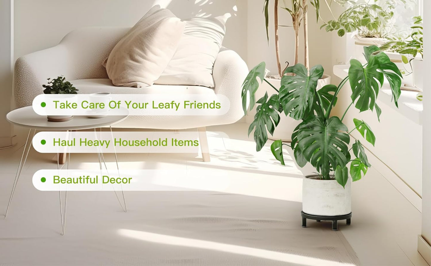Zhongma 2 Pack 8.7" Fully Assembled Sturdy Potted Plant Stand Flower Pot Holder Heavy Duty Construction, Low Plant Stand for Home Indoor and Outdoor, Sturdy plant riser and saucer without Installation Required