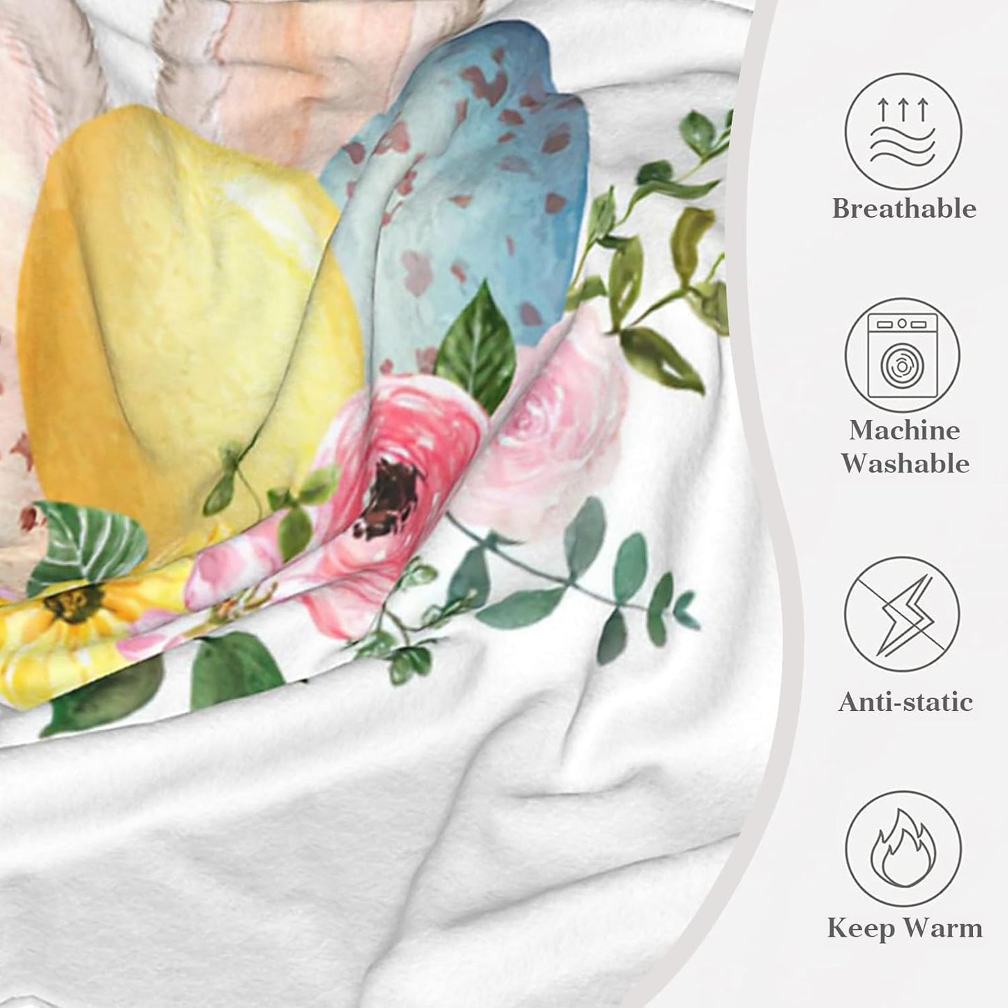 Happy Easter Rabbit Fleece Throw Blanket for Women, Super Soft Blankets and Warm Throws, Cozy, Lightweight Cute 50" x 60" Anti-Pilling Flannel Blanket for Couch, Sofa and Bed