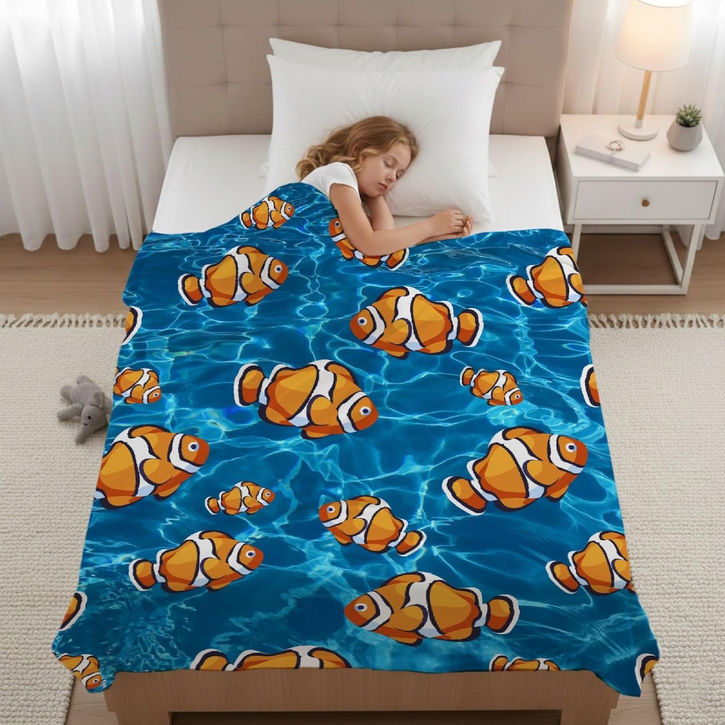 Clownfish Fleece Throw Blanket Gift Soft Warm Lightweight Blankets for Bed Sofa Couch Car 50 x 40in for Kids
