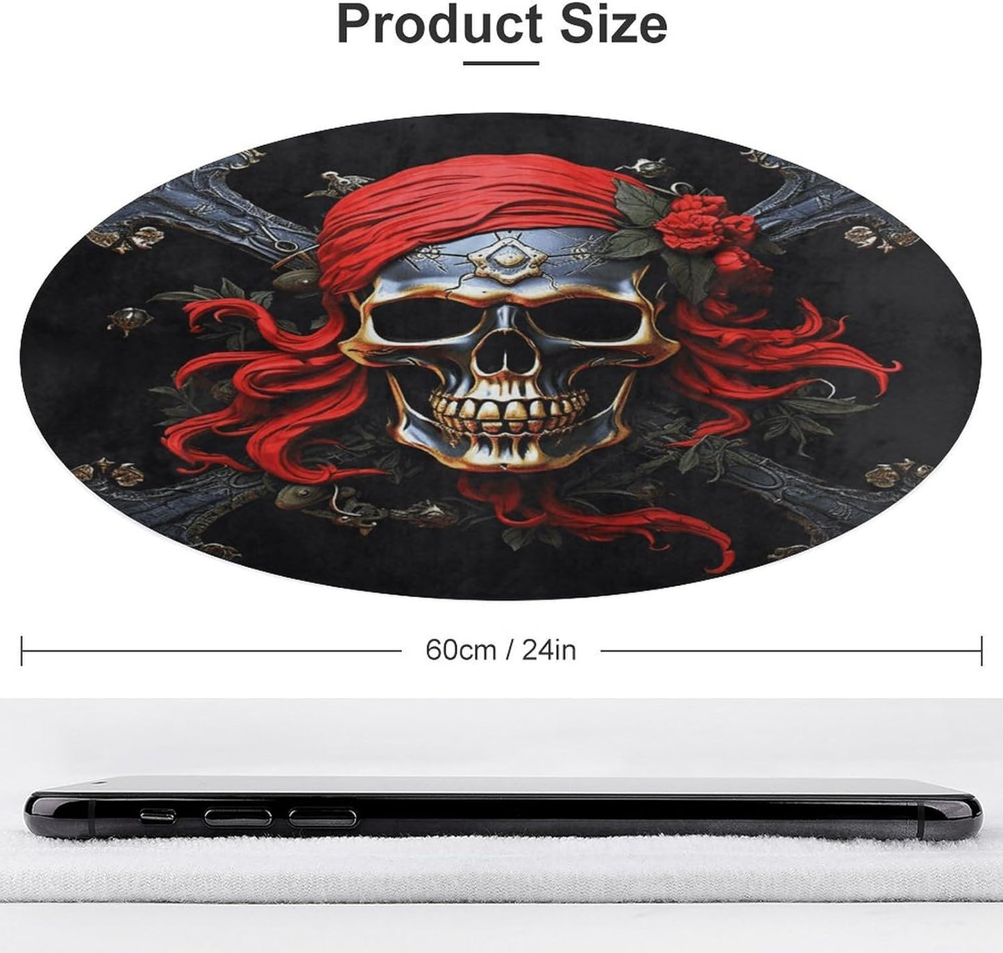 Pirate Skull Circle Rug Retro Luxury Coral Velvet Floor Mat Non Slip Soft Indoor Floor Carpet Comfy Thickened Area Rugs Modern Aesthetic Minimalist Carpets for Home Decor
