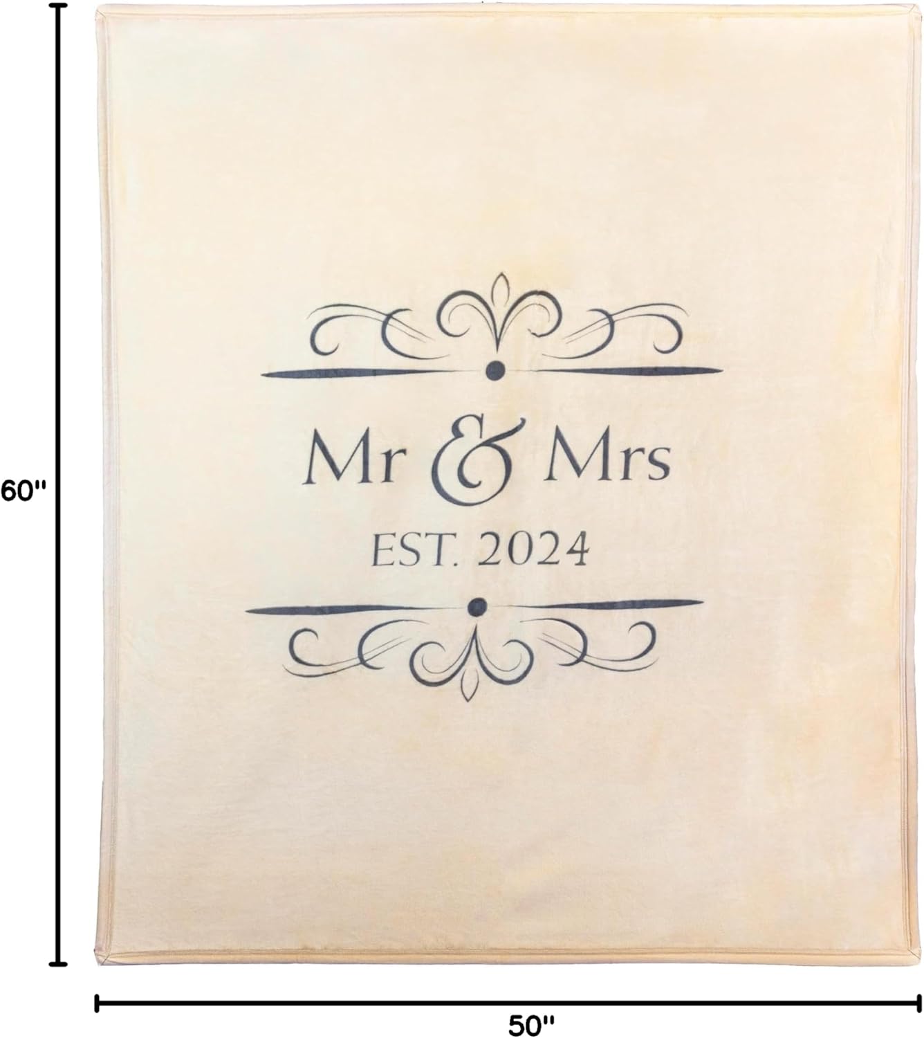 Soft Sentiments Outrageously Soft Reversible Velvet Ultra Plush Throw - 50 x 60 Inch - Mr & Mrs (Tan)