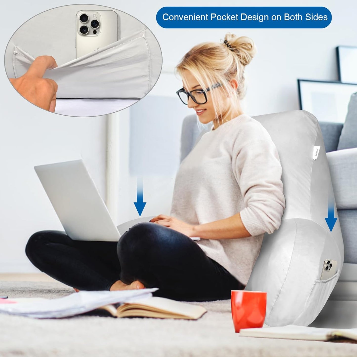 Cooling Reading Pillow Cover with Large Back Opening, Soft Replacement Slipcover for Husband Pillow, Removable & Machine Washable