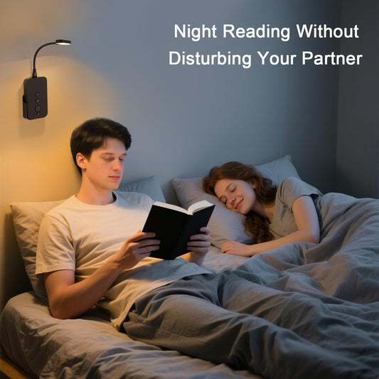 Ellasay Wall Mounted Reading Light: Dimmable LED Night Lights with Timer & Memory - Adjustable Gooseneck USB Powered - Easy Install for Kids Bedroom/Dorm Room/RV 2 Pack (Black)