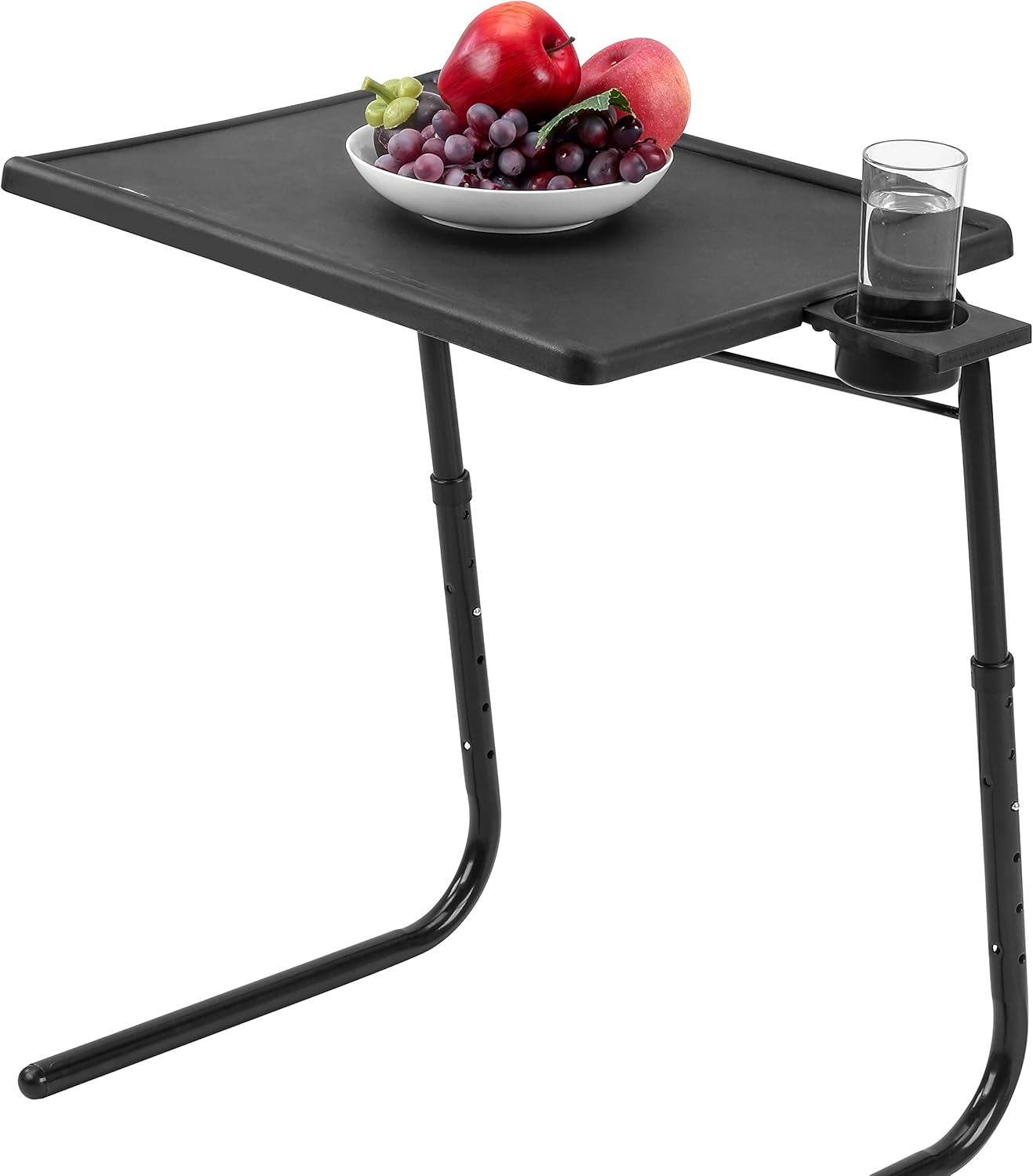 TV Tray Stand is an Adjustable Angle Sofa Stand Coffee Table with six Height adjustments and Three Angles,Retractable Cup Holder, Convenient and Comfortable tv Tray
