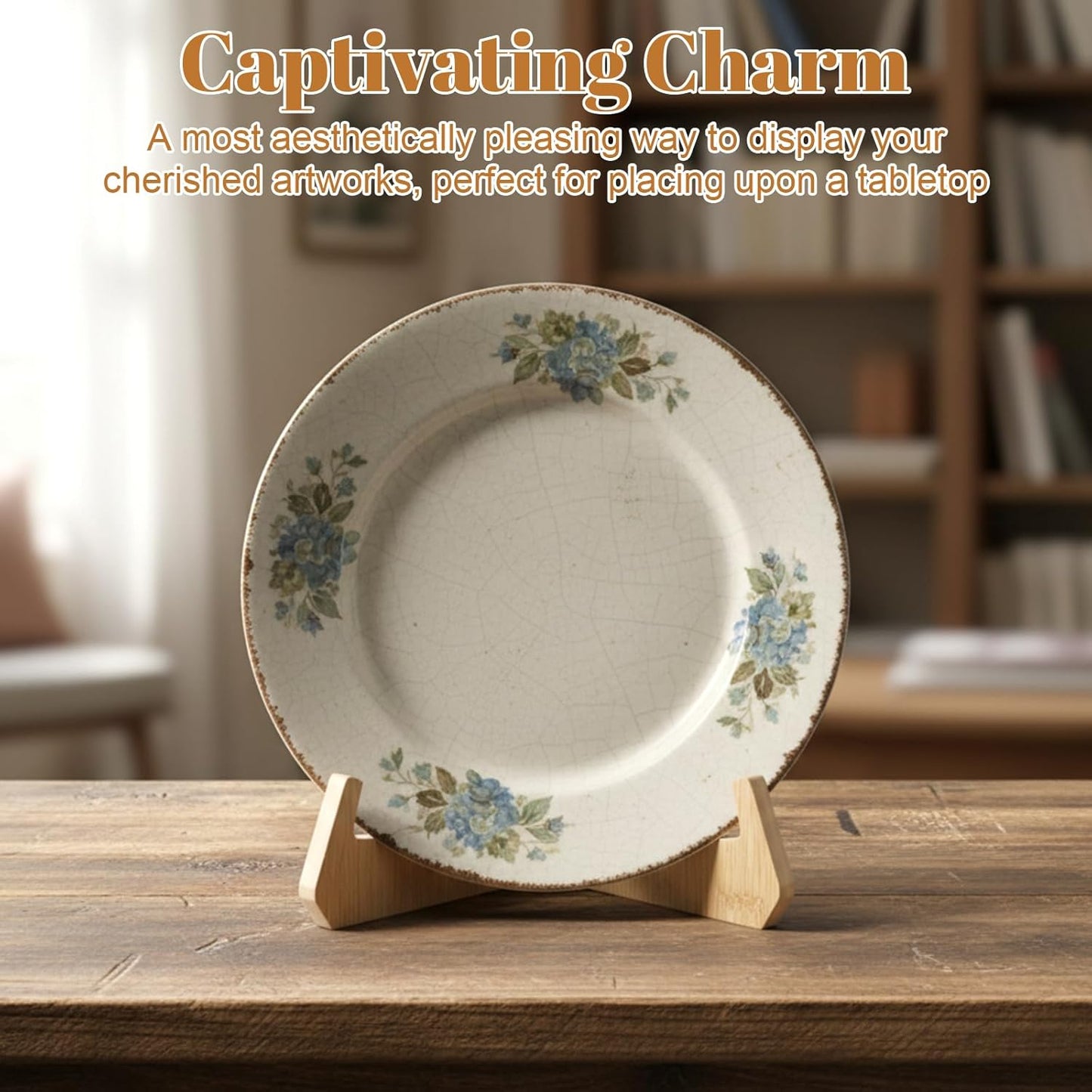 Wooden Decorative Plate Display Stand, 6 Inch Wooden Plaque Stand Picture Stands For Table Table Easels For Display To Cook Books Art Certificates And More