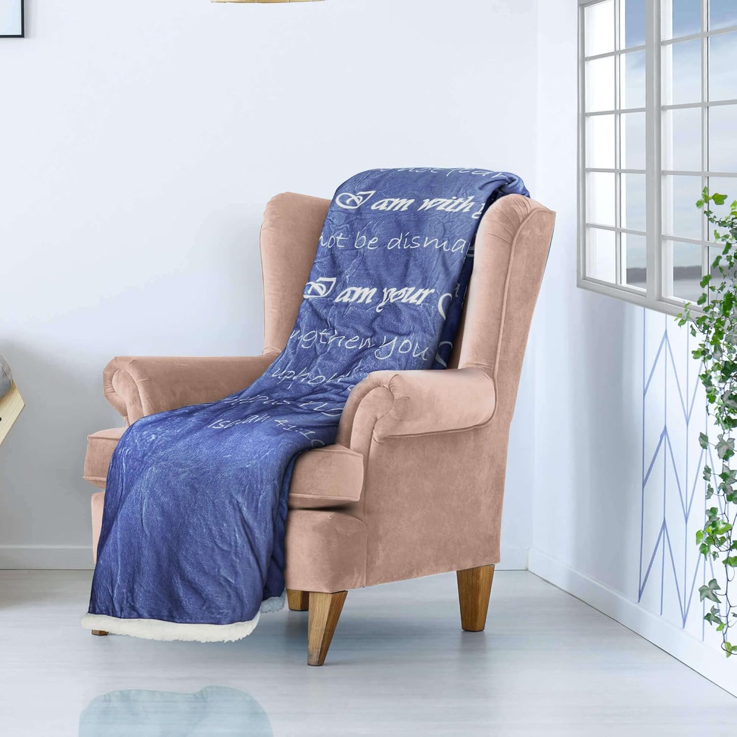 Compassion Warm Throw Sympathy Blanket - Double Layer 65x50 Throw Blankets - Soft Scripture Blue Throws for Couch & Bed - Healing Gifts for Women - Warm Bedspread for Bed