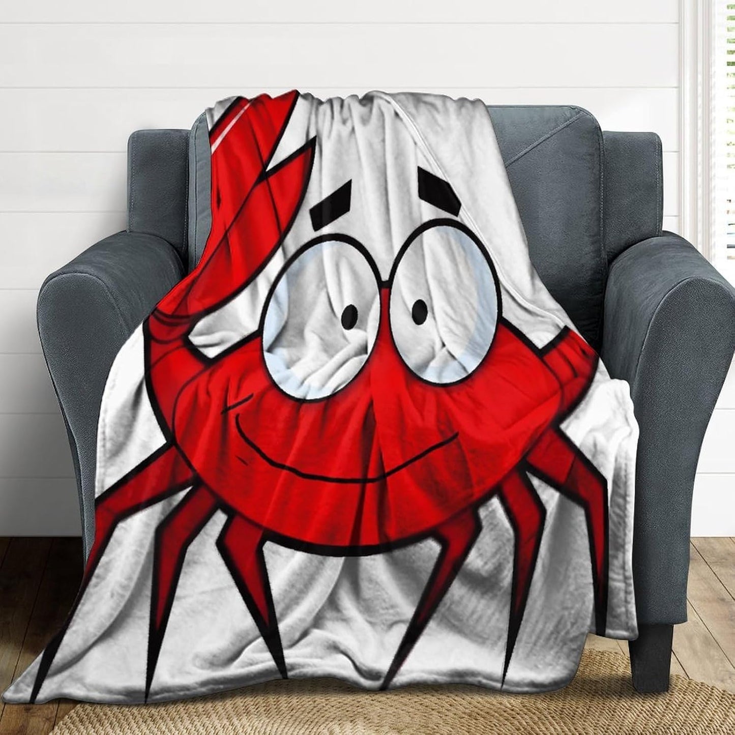 Cartoon Crab Throw Blanket for Couch Super Soft Warm Lightweight Throw Blankets Cozy Flannel Bed Blanket Cute Decorative Blankets for All Seasons Home Decor Gift 30"*40"（76 * 100cm）