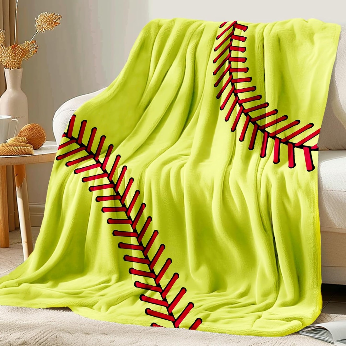 KING DARE Softball Blanket, Softball Gifts for Boys Girls 8-12, Unique Softball Stuff Gifts for Softball Lover, Soft Fleece Softball Throw Blankets for Kids 60x80 Inch