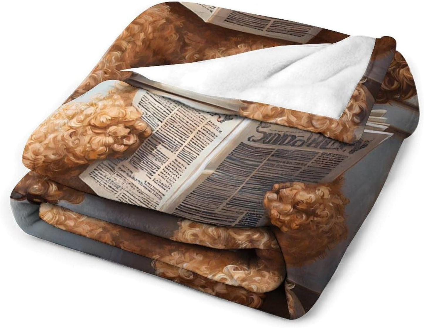 Goldendoodle on Toilet Reading Newspaper Funny Throw Blanket Flannel Cozy Plush Blankets for Couch Sofa Bedroom Travel