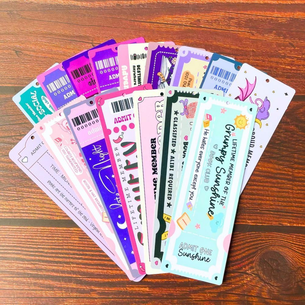16PC Cute Bookmarks Set Funny Bookmark Sets for Women Bookish Page Markers Book Clubs Lovers Dark Romance Anti Social Fantasy Thriller True Crime Booktok Club Readers Accessories Supplies Gifts Bulk